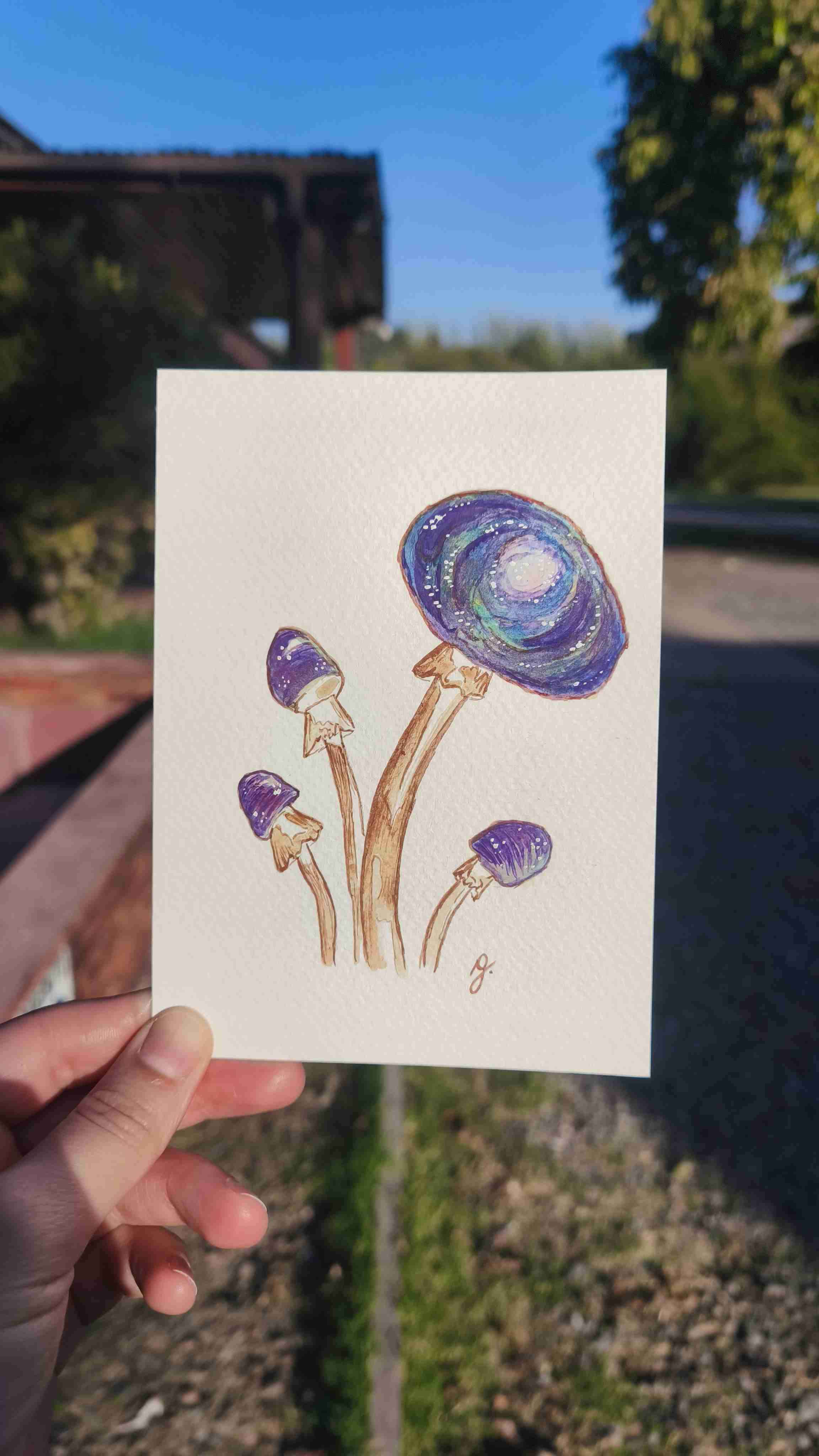 Pack de 6 Prints de hongos en acuarela + stickers - miniatura 2