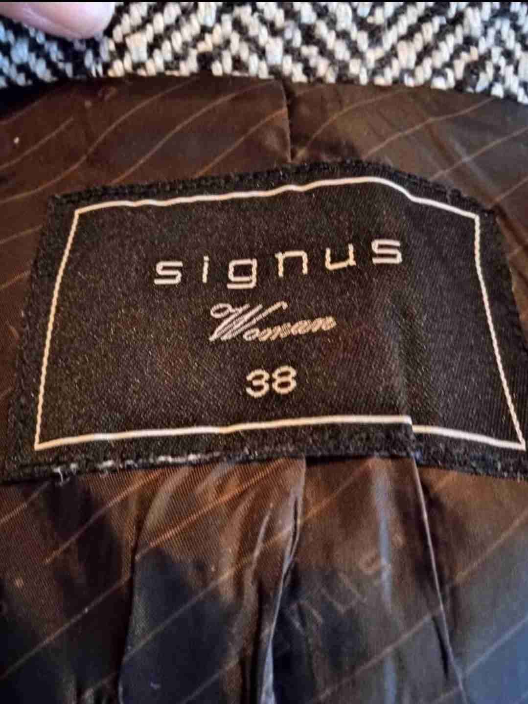 Abrigo Signus de lana café y beige talla 38 - miniatura 4