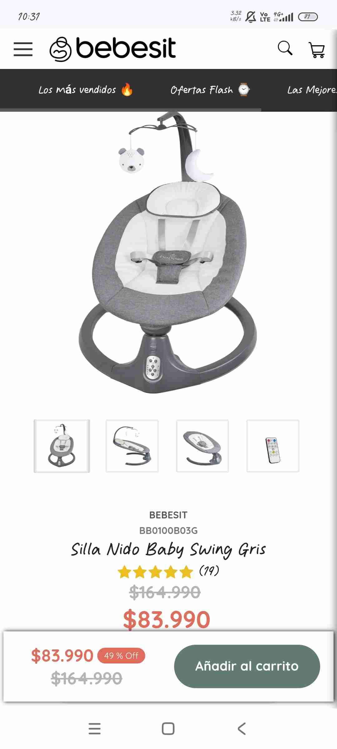 Silla Nido Bebesit Gris - miniatura 1