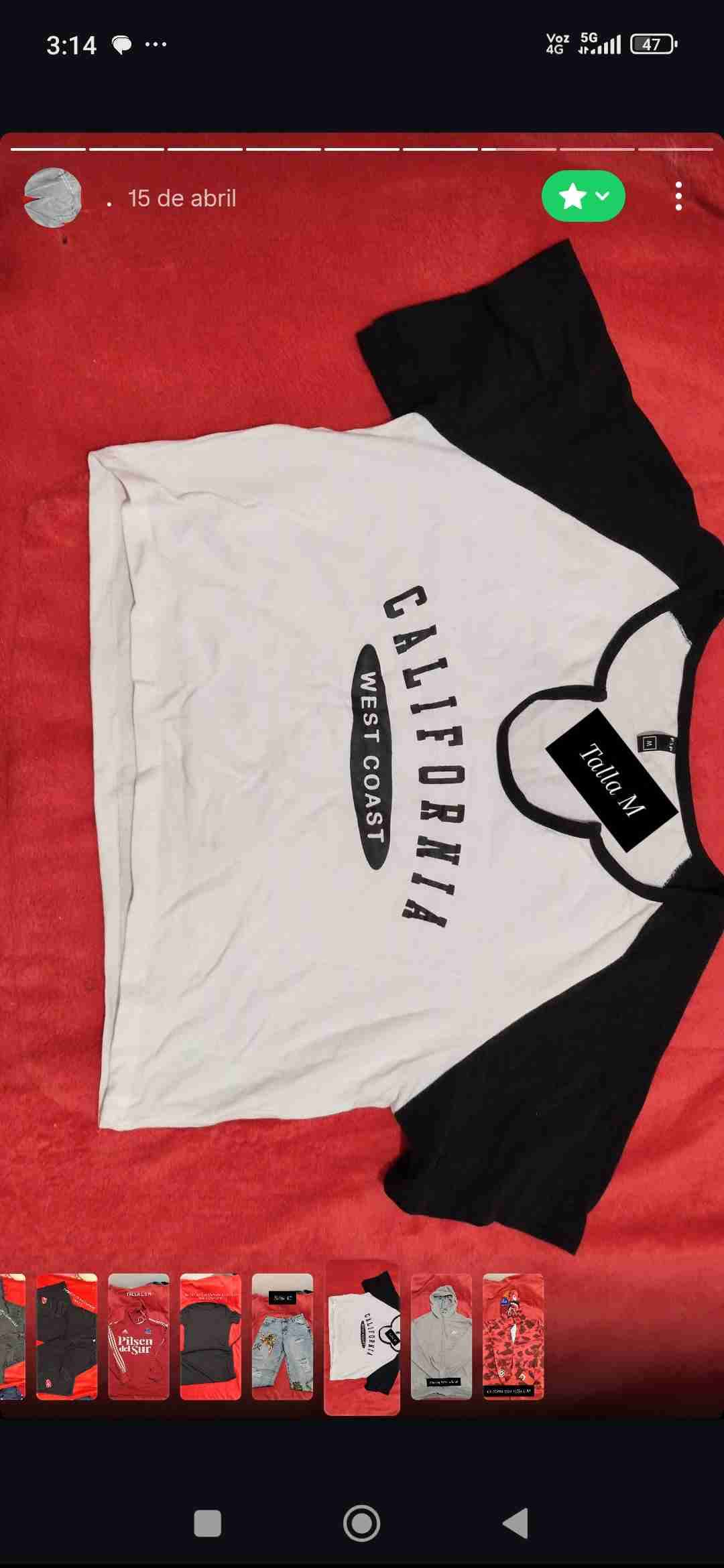 Polera California blanca y negra