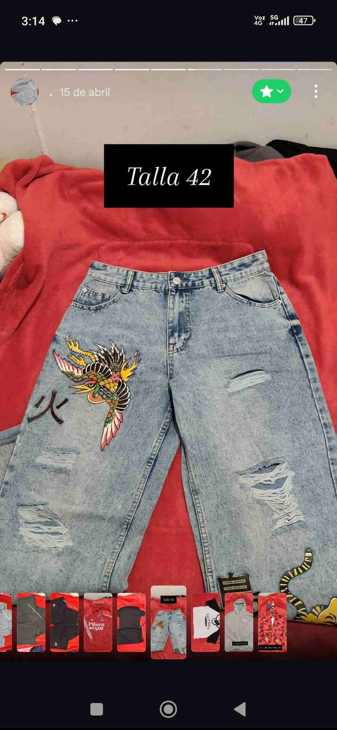 Jeans bordados azul talla 42