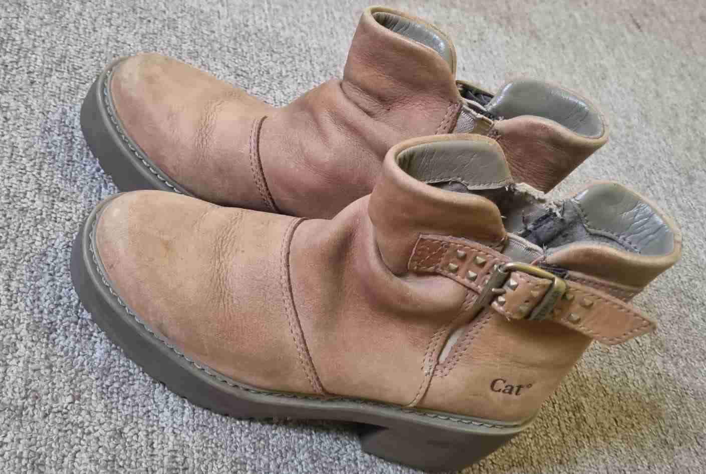 Botines Cat de cuero marrón - miniatura 1