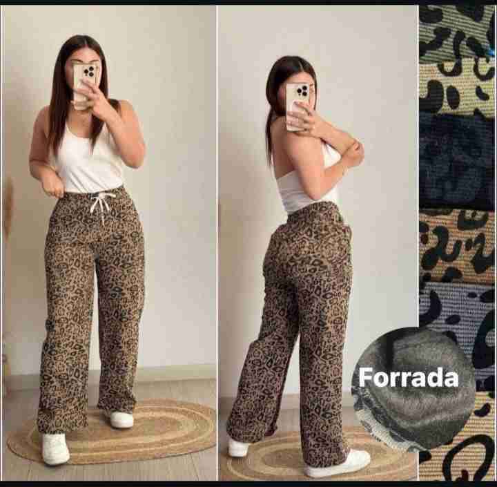 Pantalones cotele print forrados