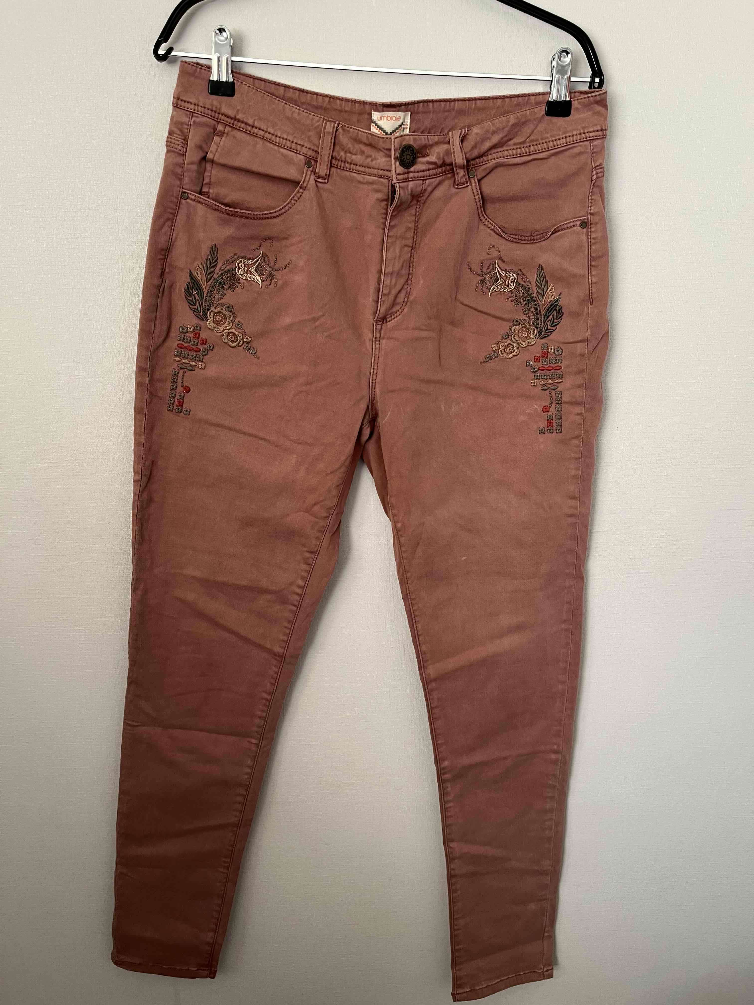 Pantalones rosados bordados mujer - miniatura 2