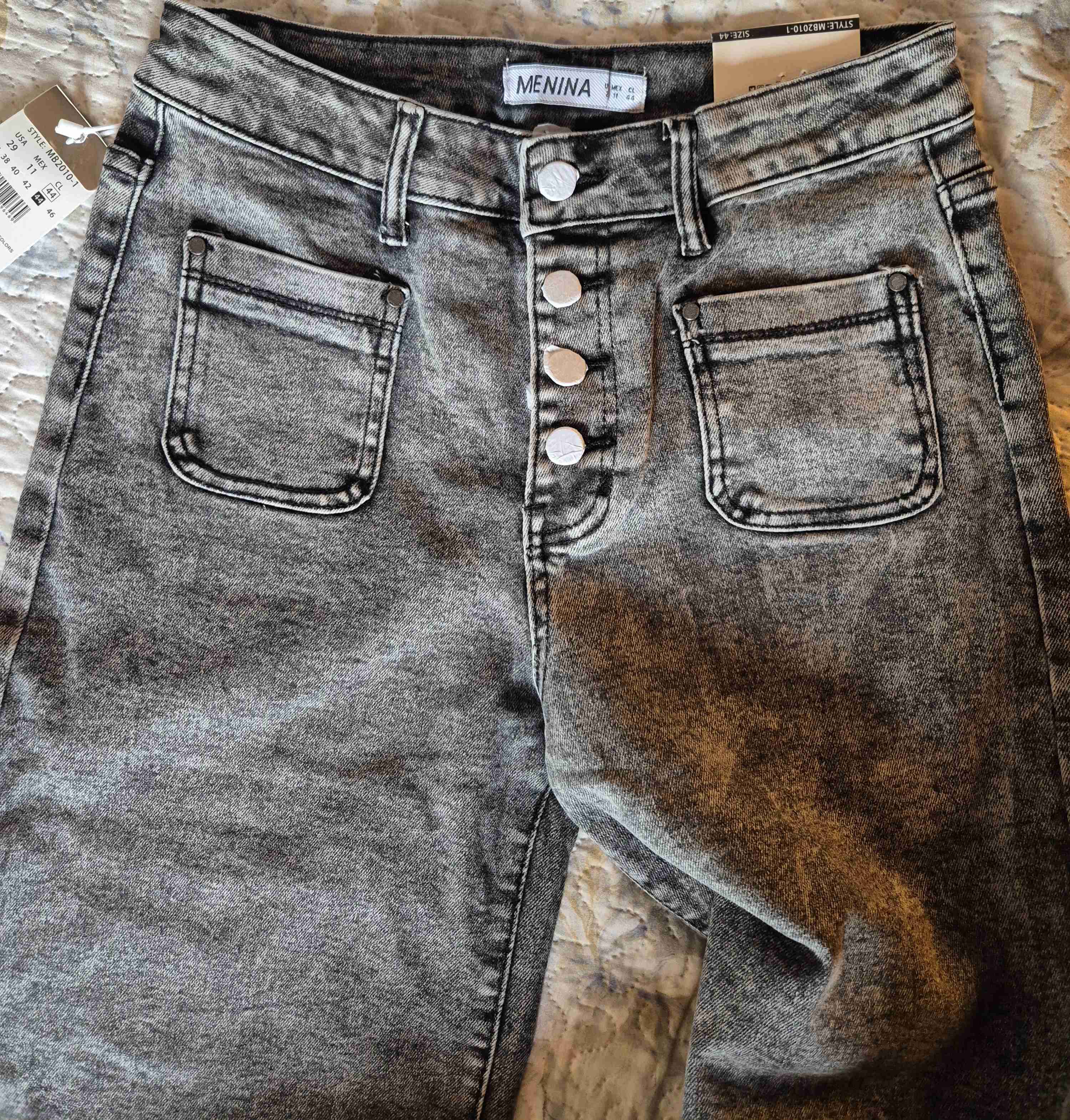 Jeans mujer Menina gris con botones - miniatura 2