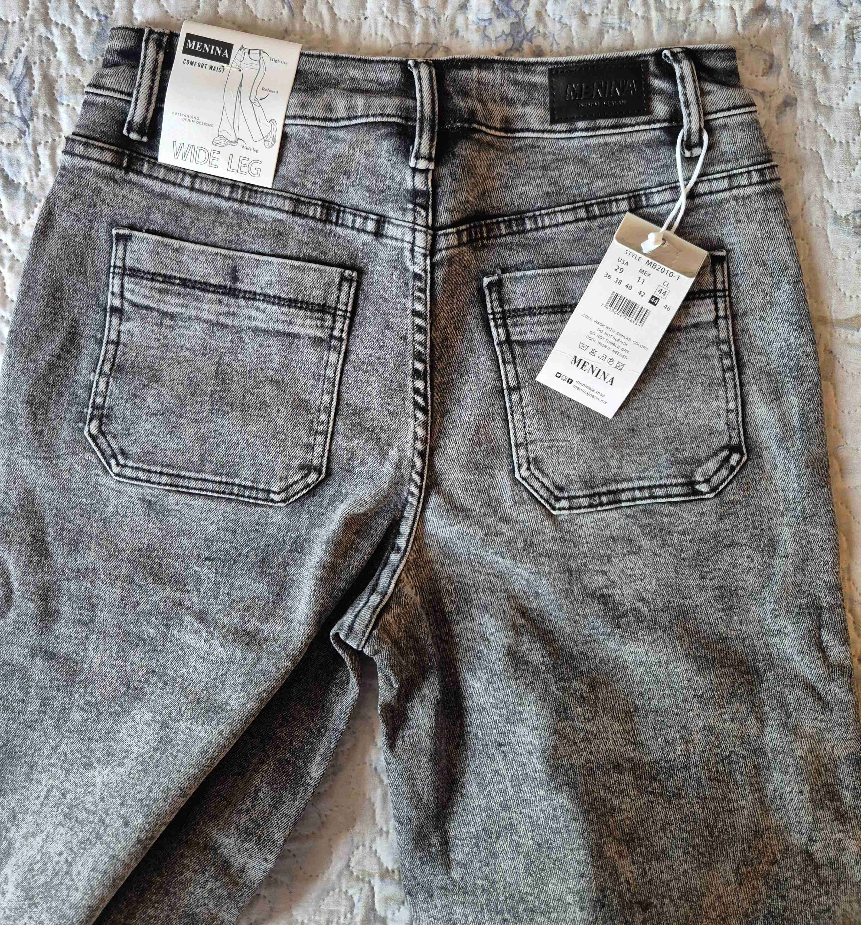 Jeans mujer Menina gris con botones - miniatura 3