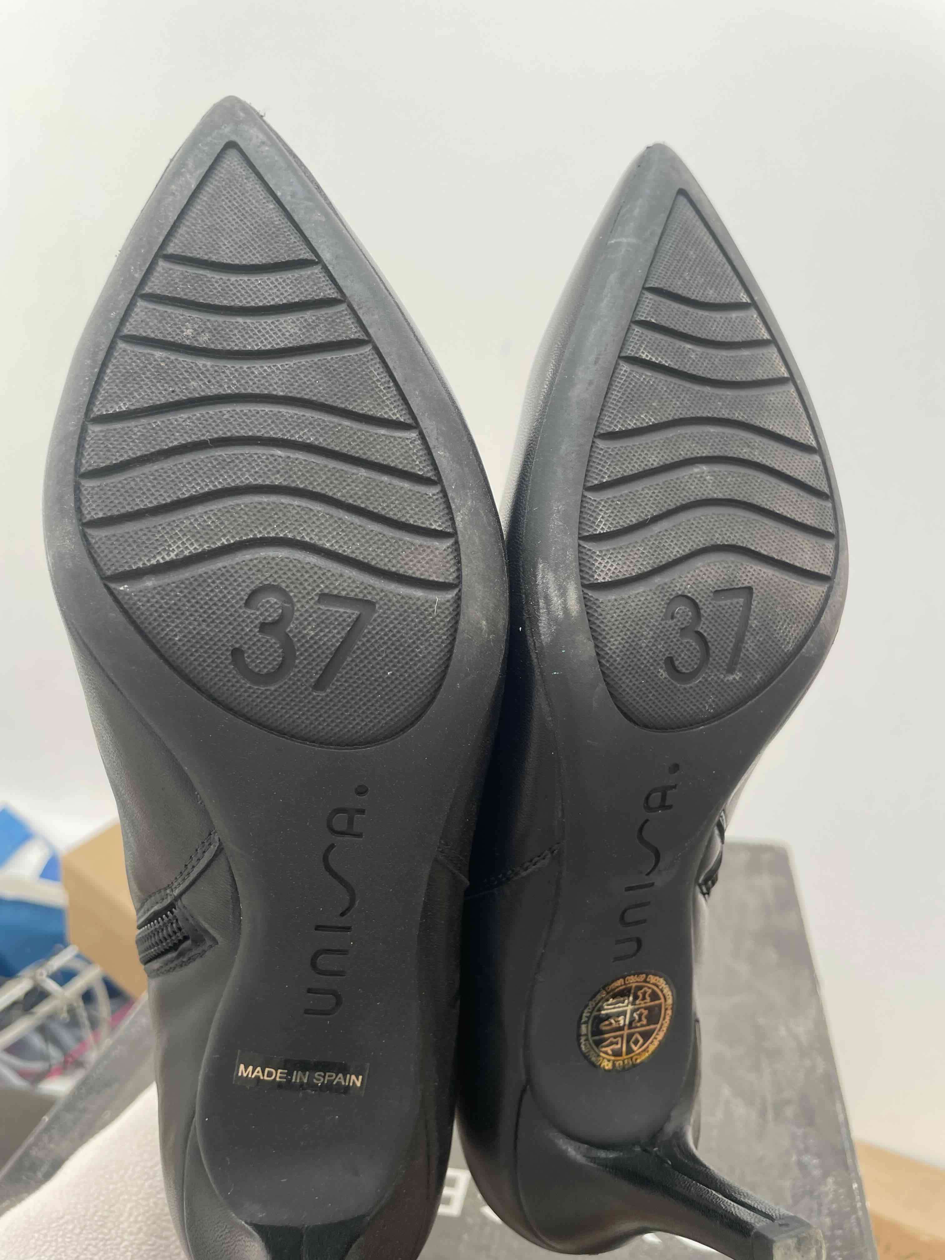 Botines negros de cuero con taco - miniatura 3