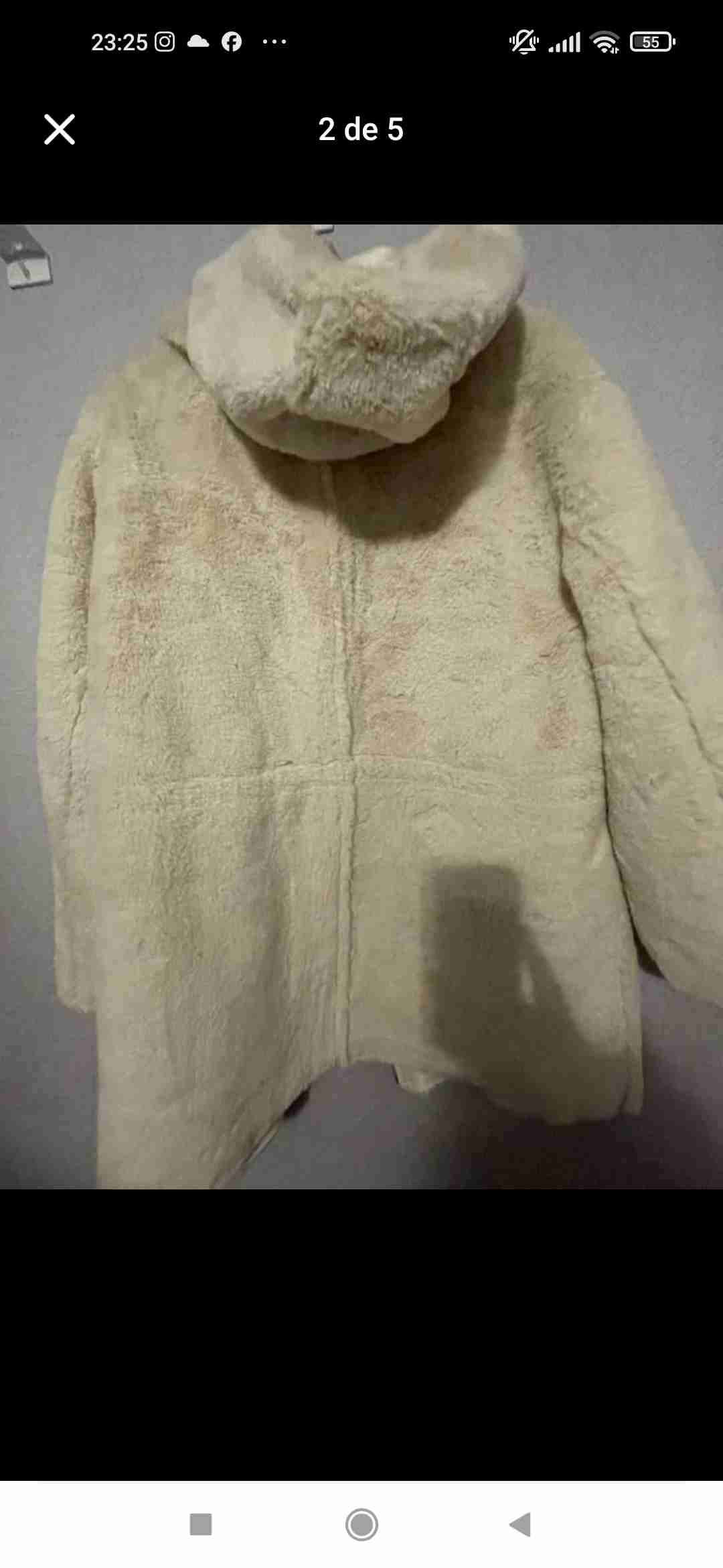 Abrigo peludo beige con capucha - miniatura 3