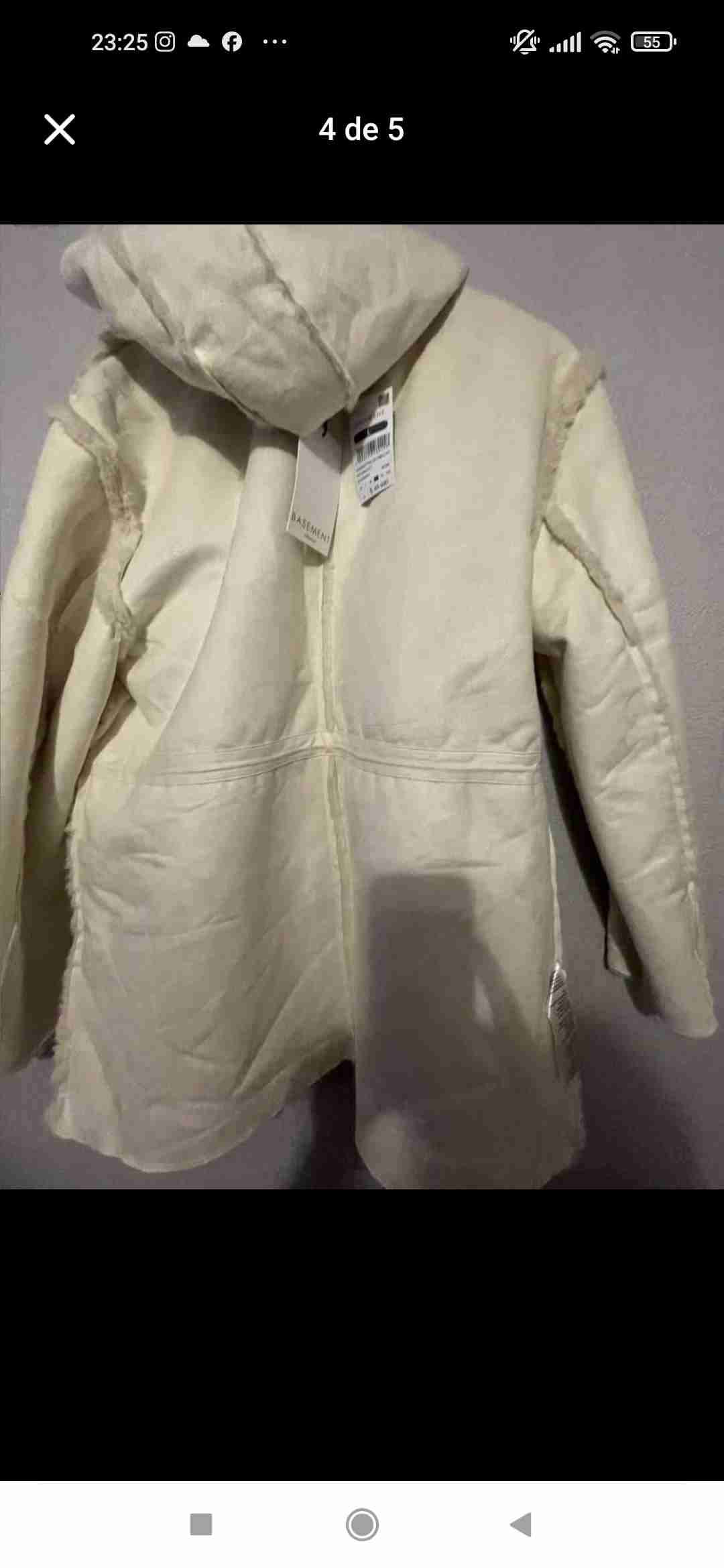 Abrigo peludo beige con capucha - miniatura 4