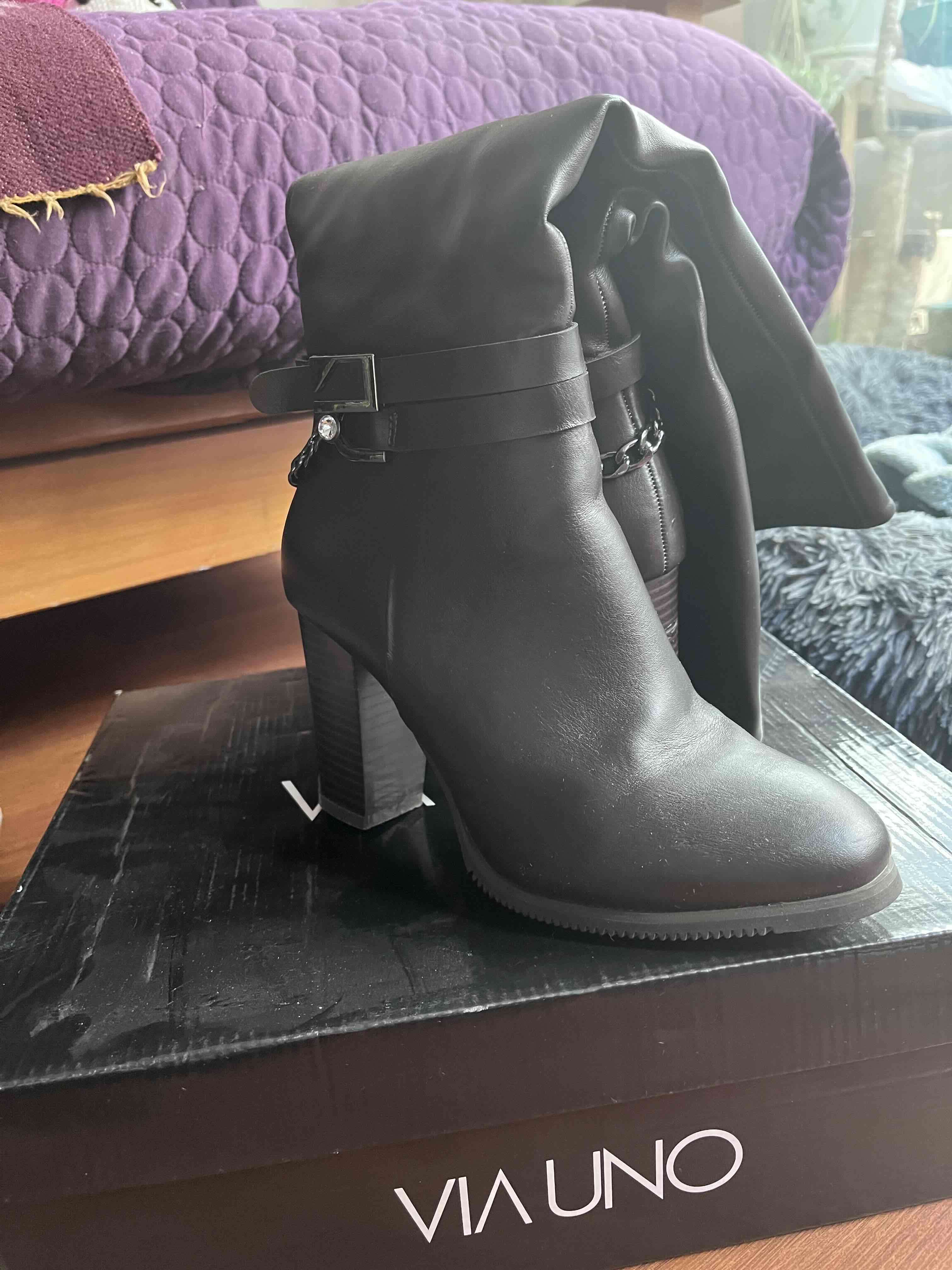 Botas negras de cuero tacón alto - miniatura 4