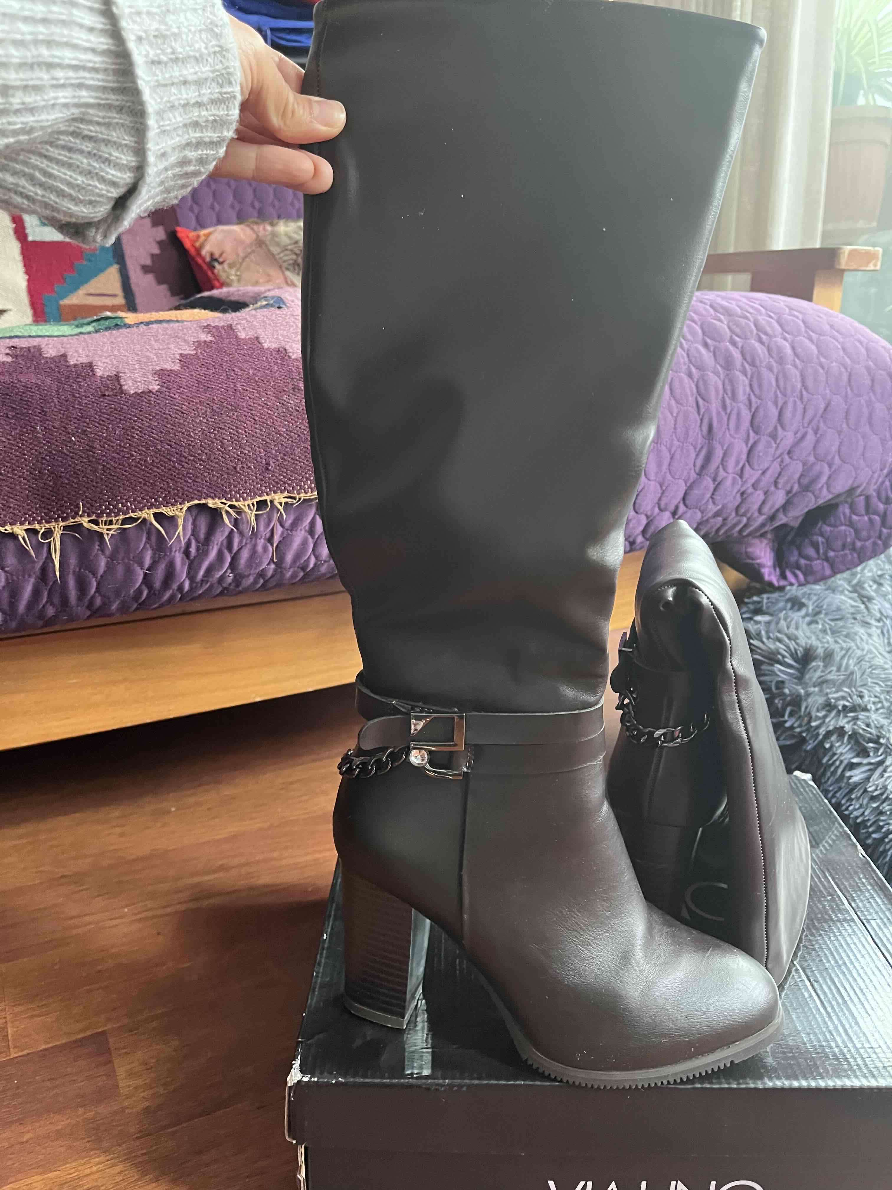 Botas negras de cuero tacón alto - miniatura 6