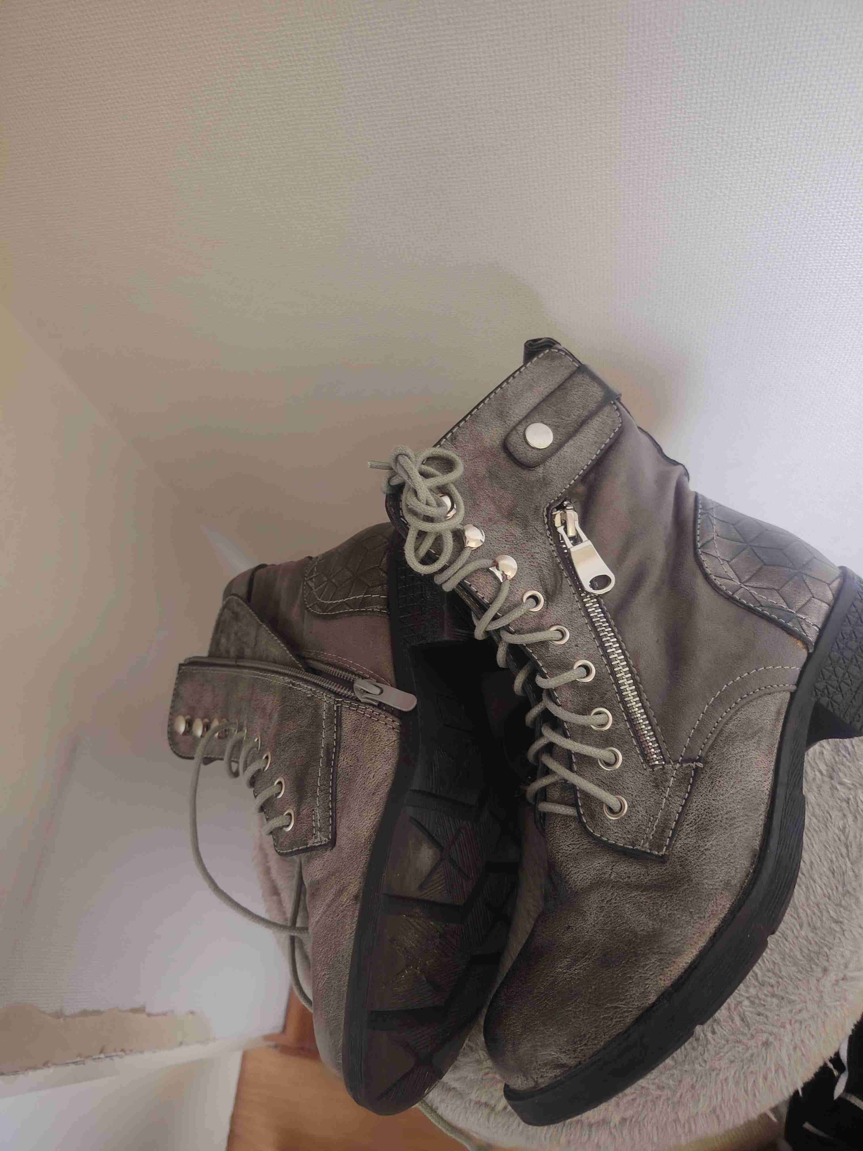 Botines grises con cierre y cordones - miniatura 2