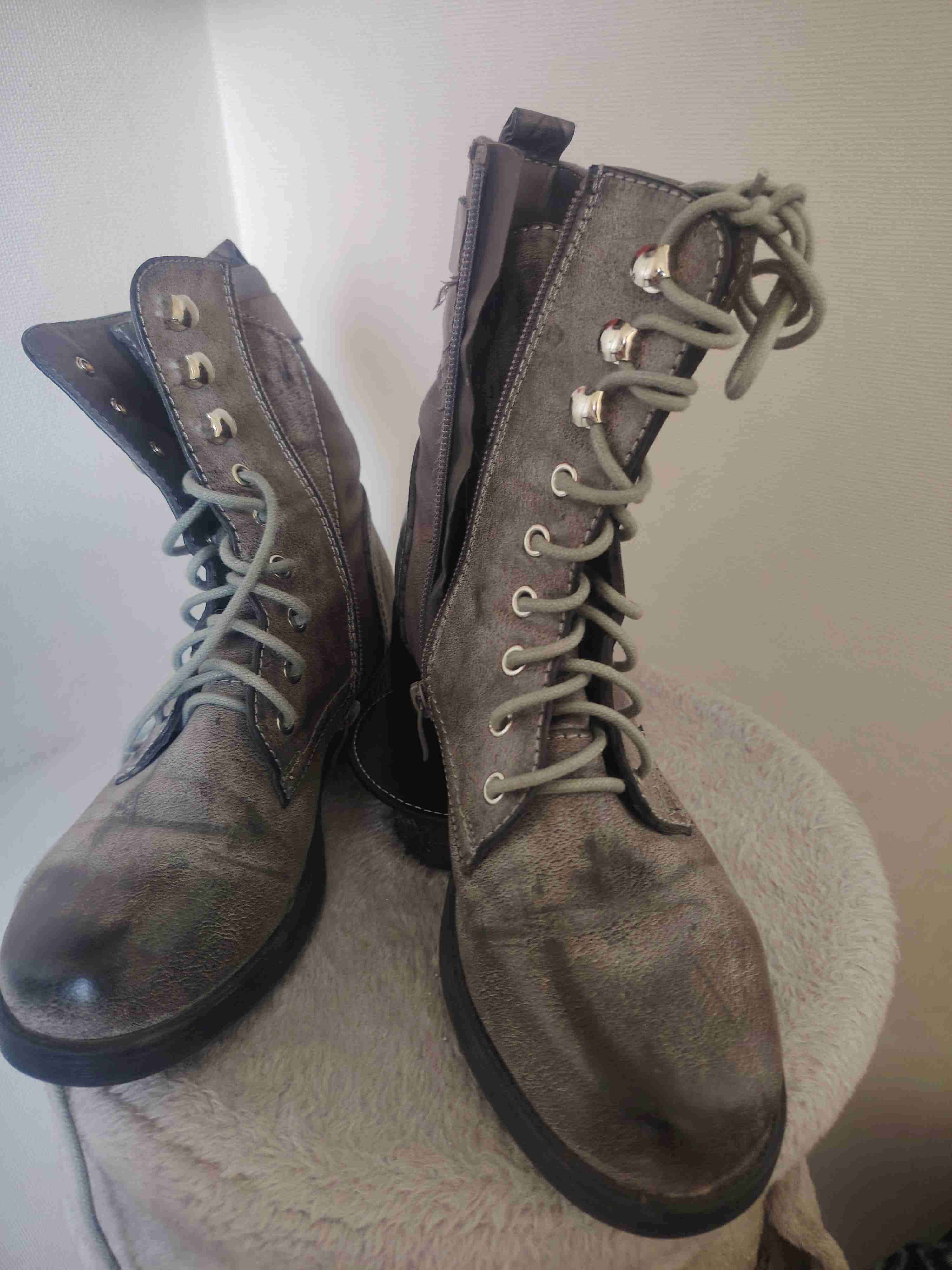 Botines grises con cierre y cordones - miniatura 3