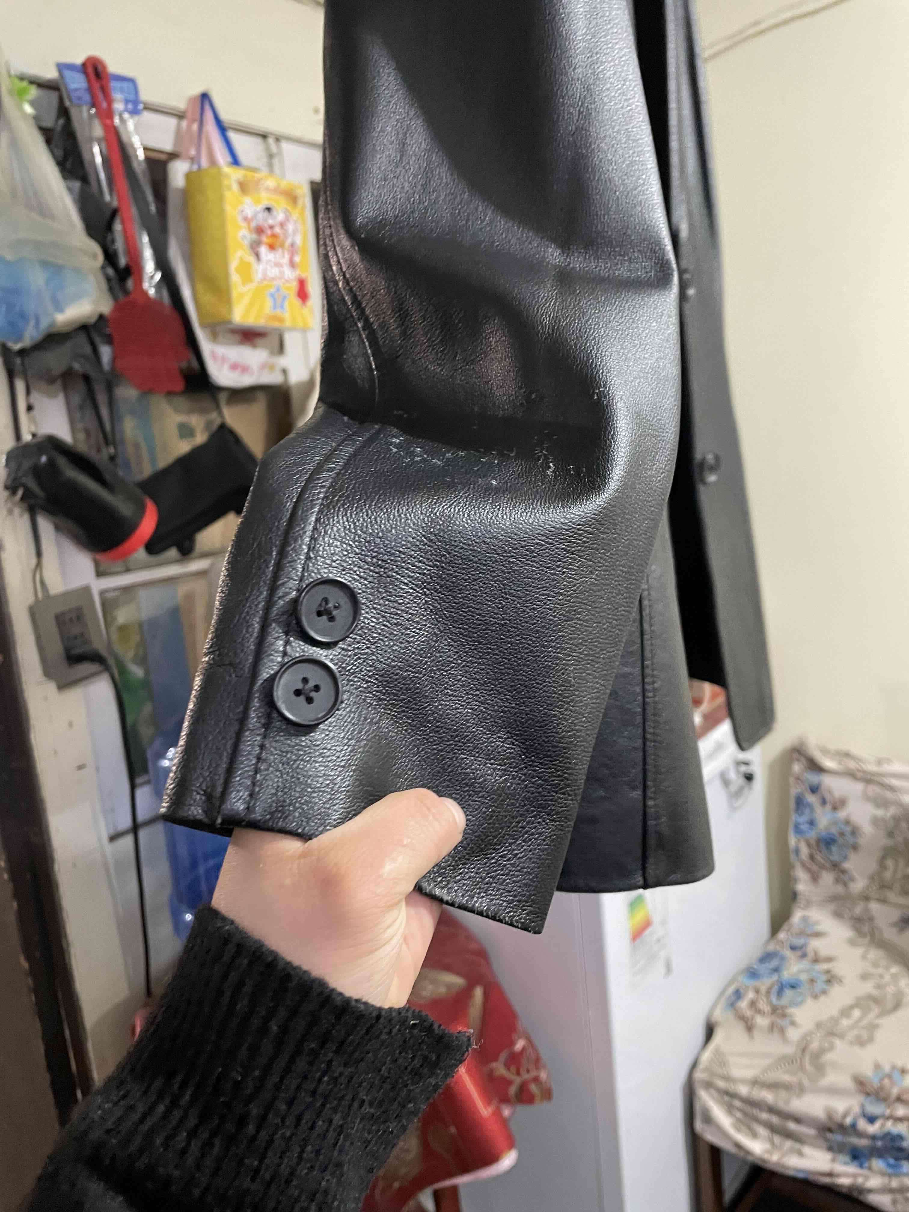 Chaqueta negra de cuero George - miniatura 3