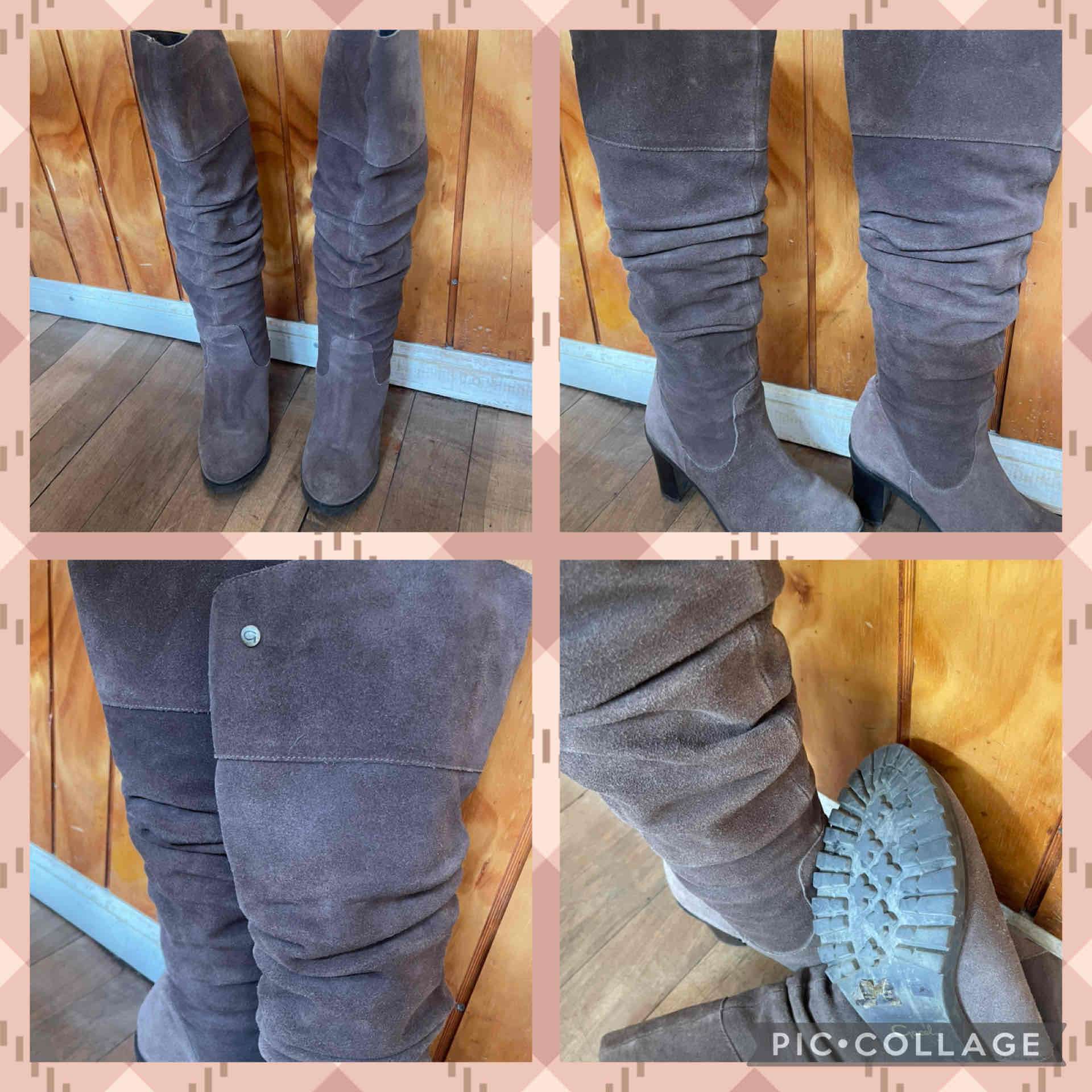 Botas largas de gamuza café - miniatura 1