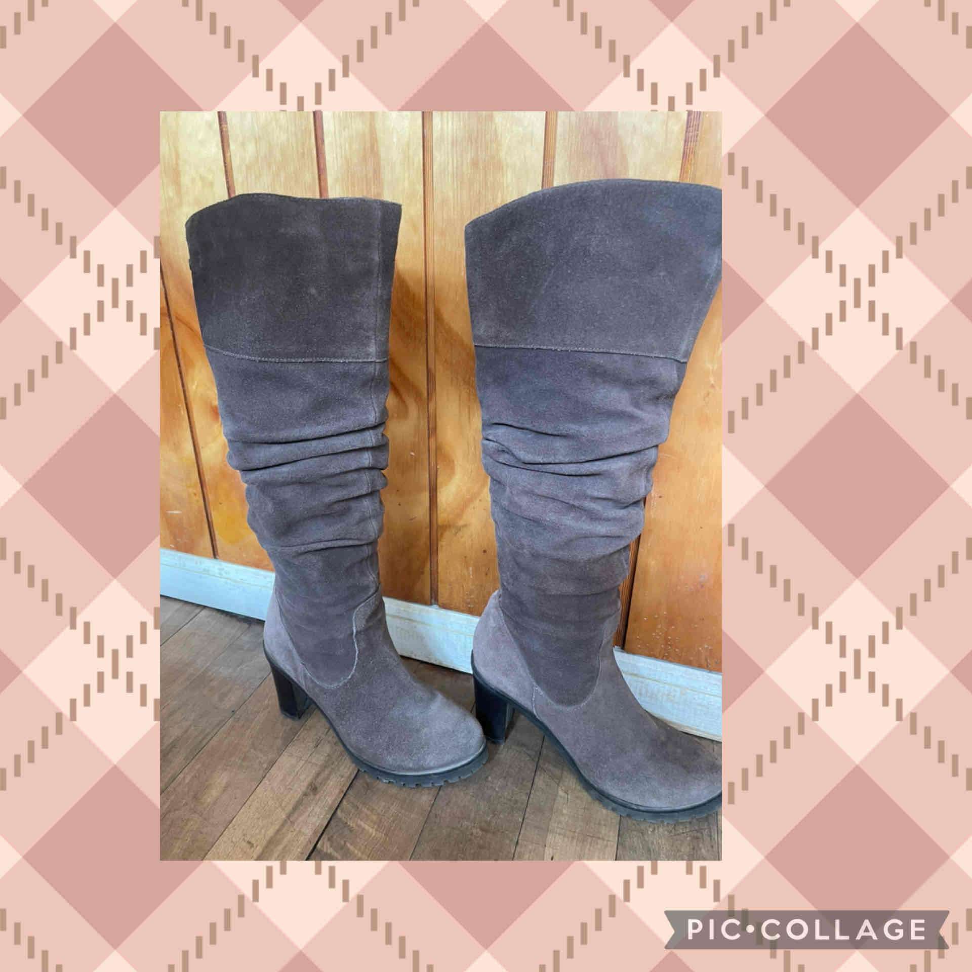 Botas largas de gamuza café - miniatura 2