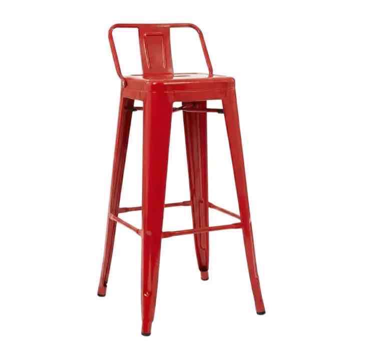 Taburete alto rojo metal - miniatura 1