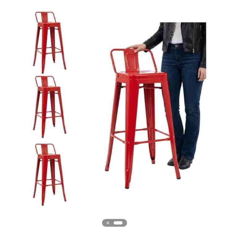 Taburete alto rojo metal - miniatura 2