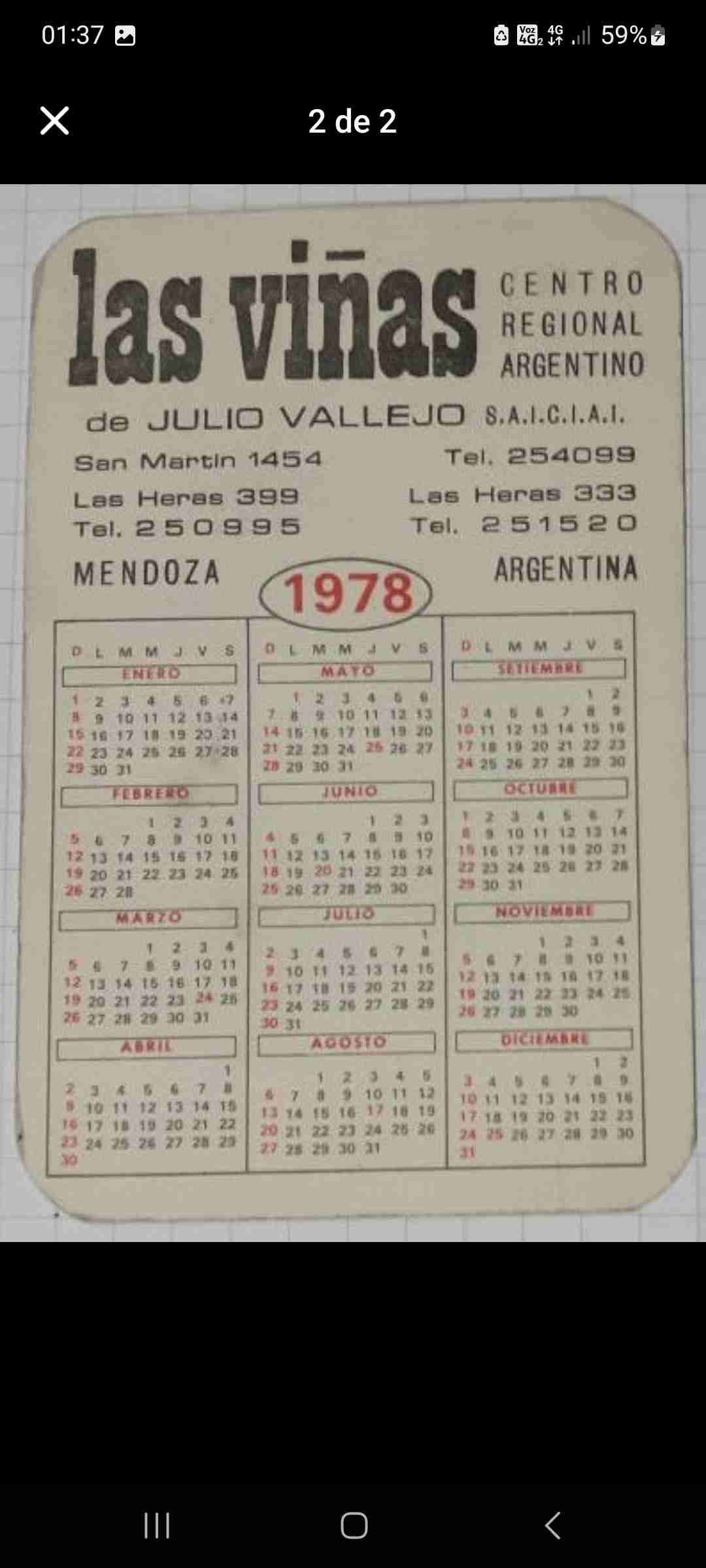 Mino Calendariol Mundial Fútbol 1978 - miniatura 2