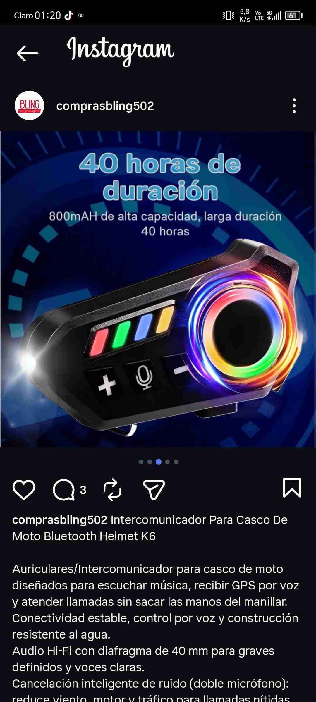 Intercomunicador Bluetooth para casco de moto - miniatura 2