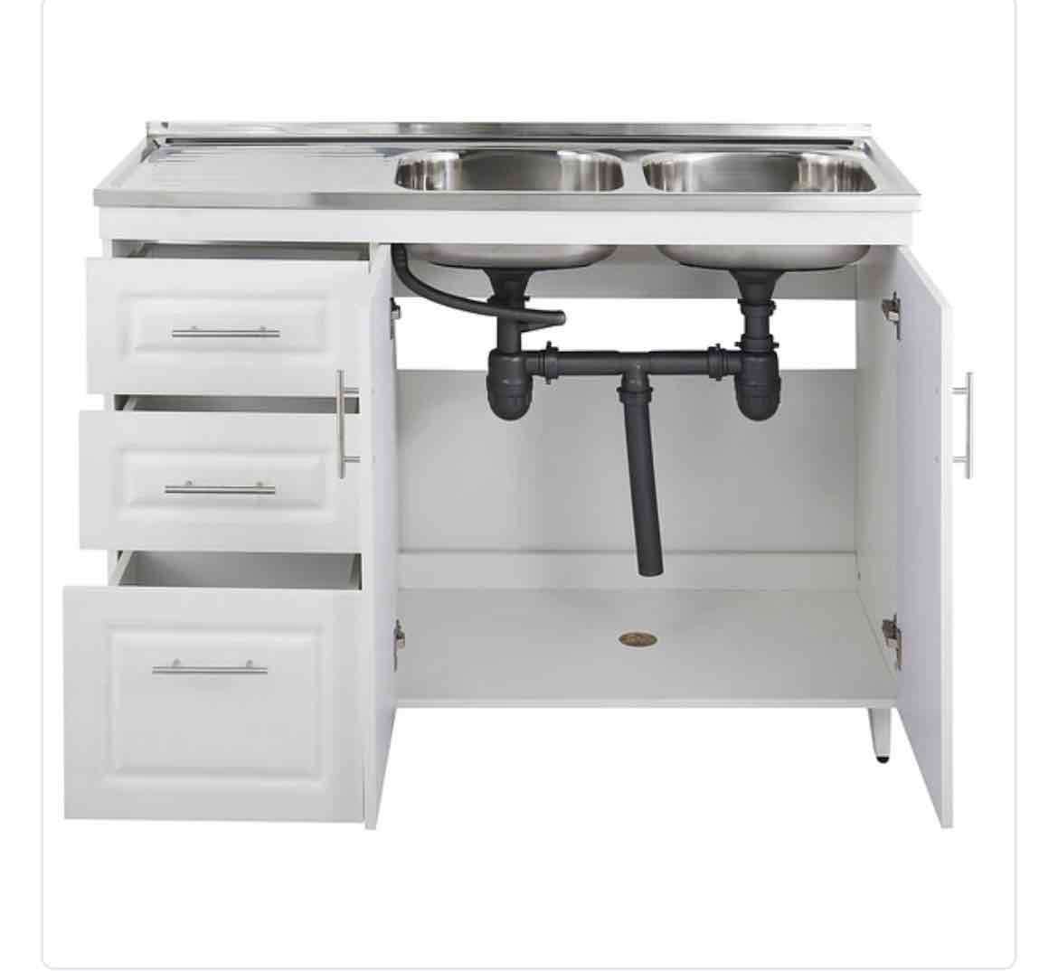 Mueble de baño blanco con puertas - miniatura 2