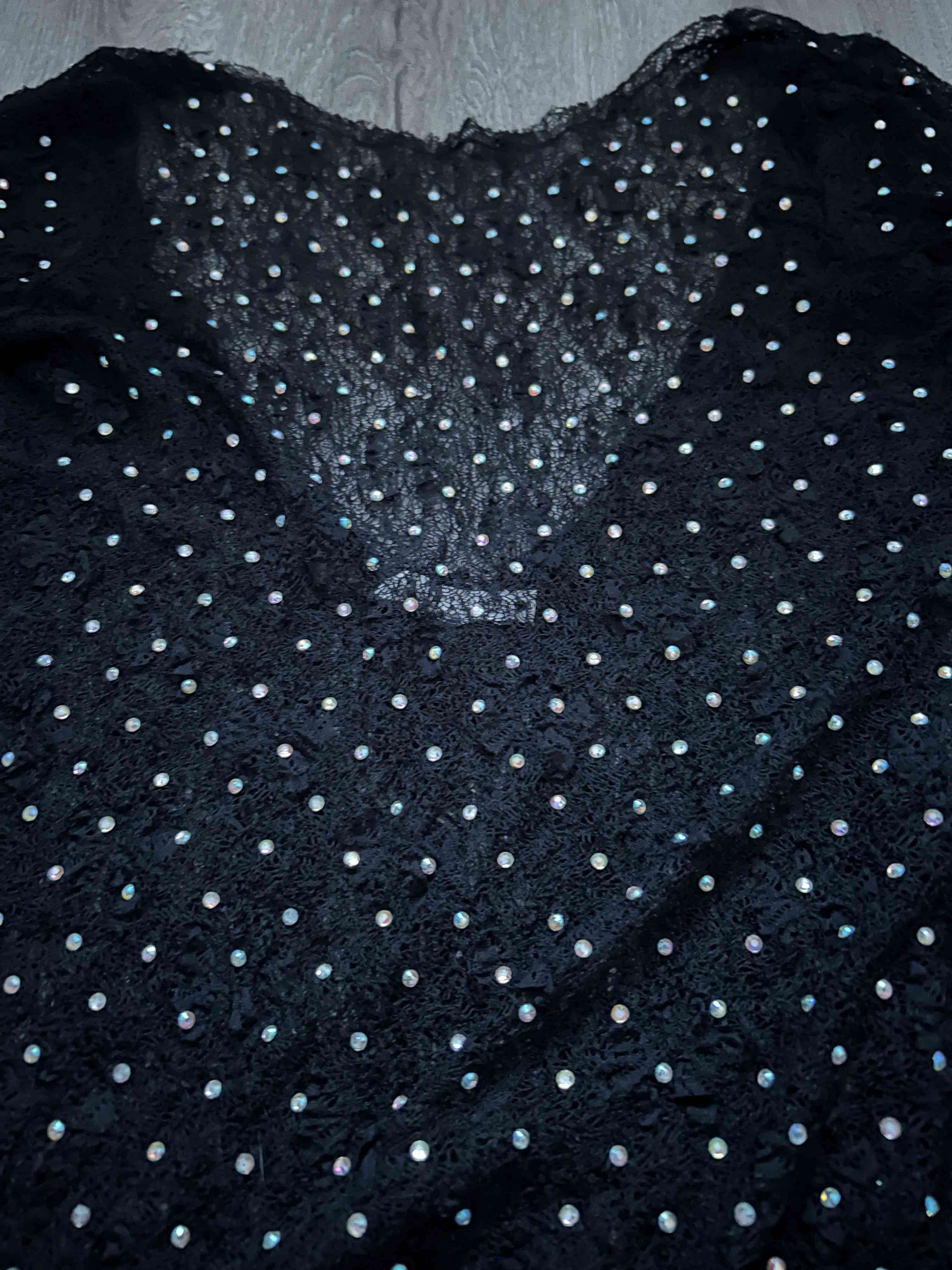 Polera malla negra con brillitos ✨ ZARA - miniatura 3