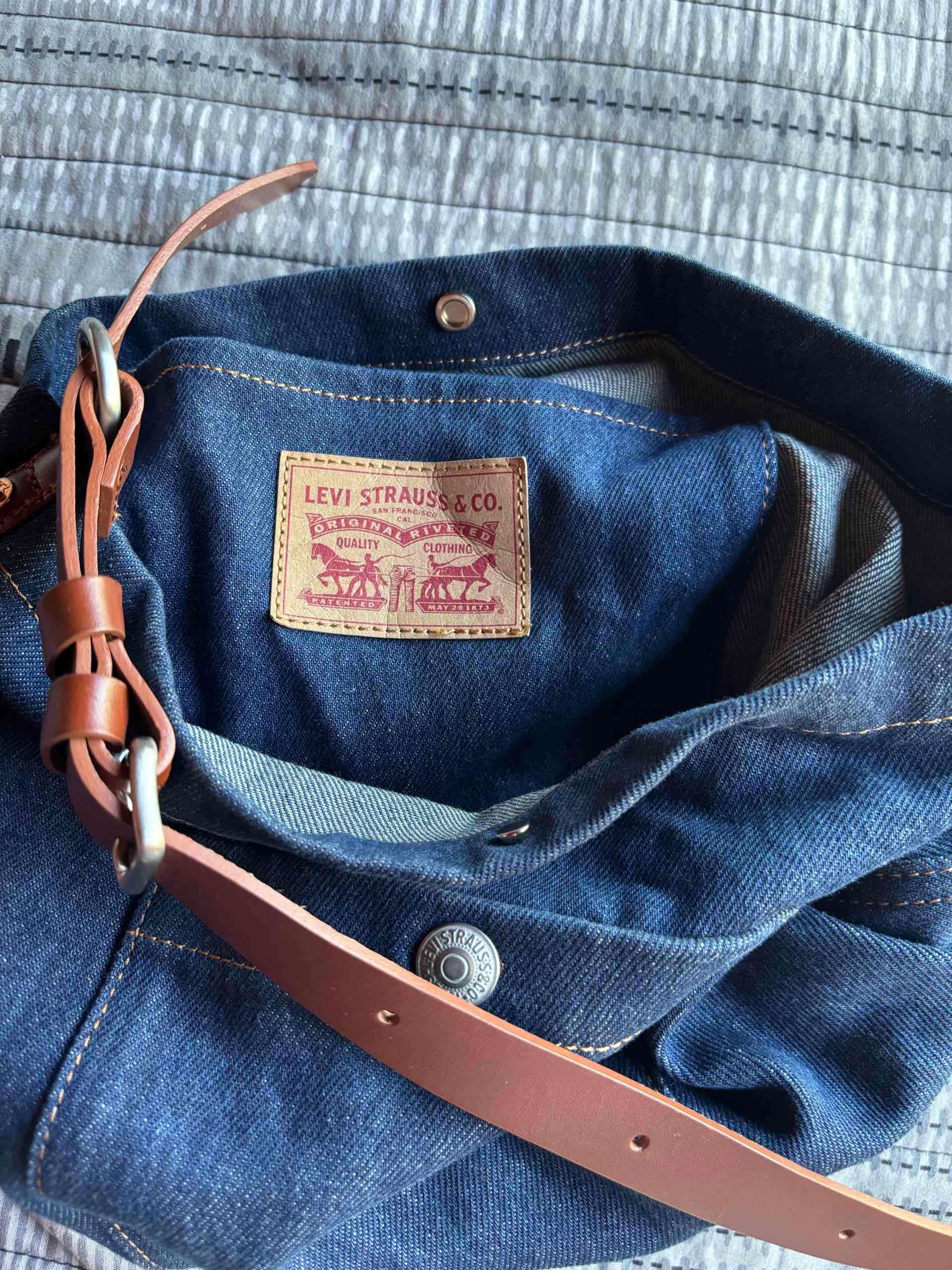 Bolso bandolera de tela azul jeans - miniatura 2