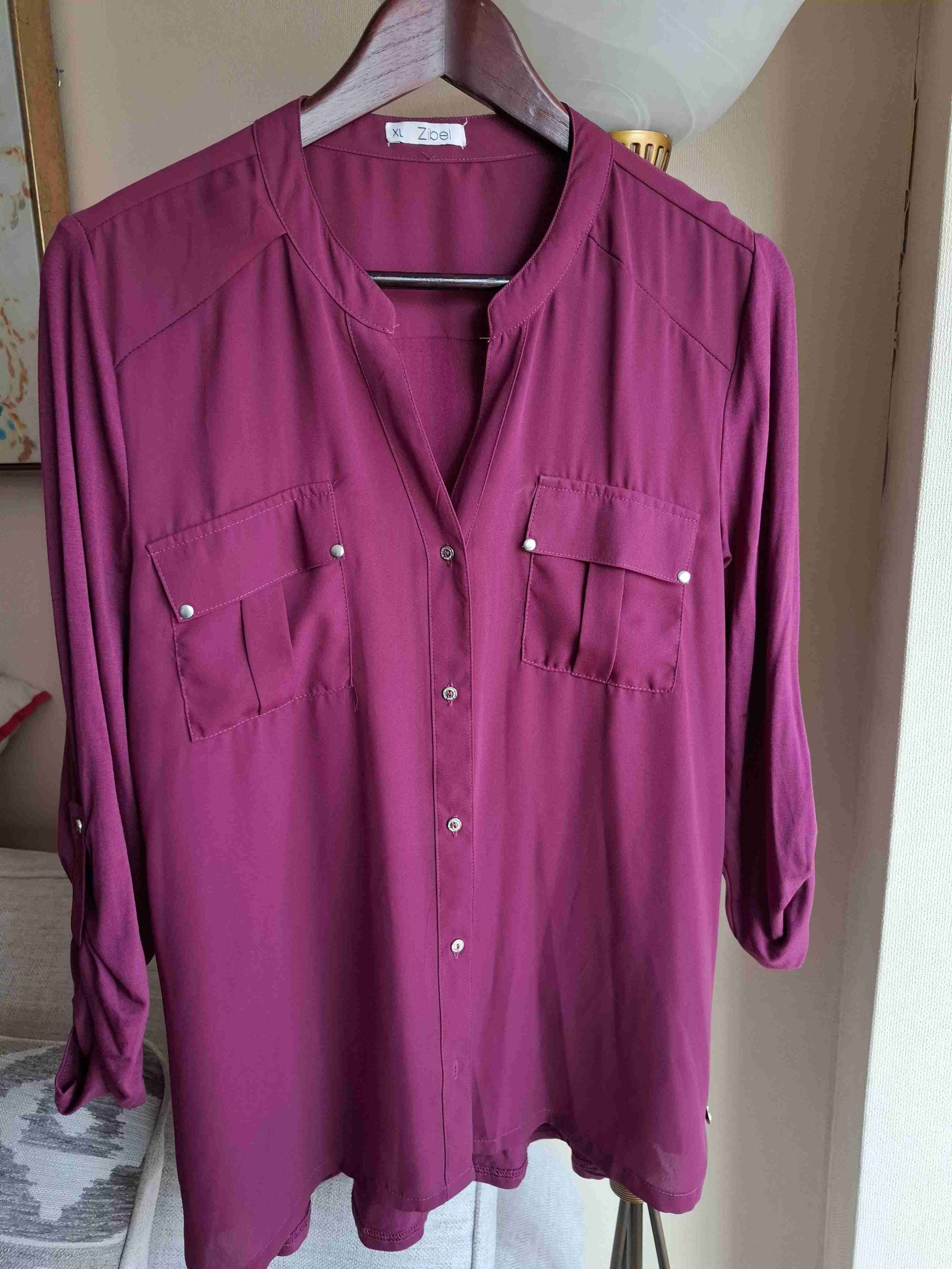 Blusa burdeo manga larga - miniatura 2