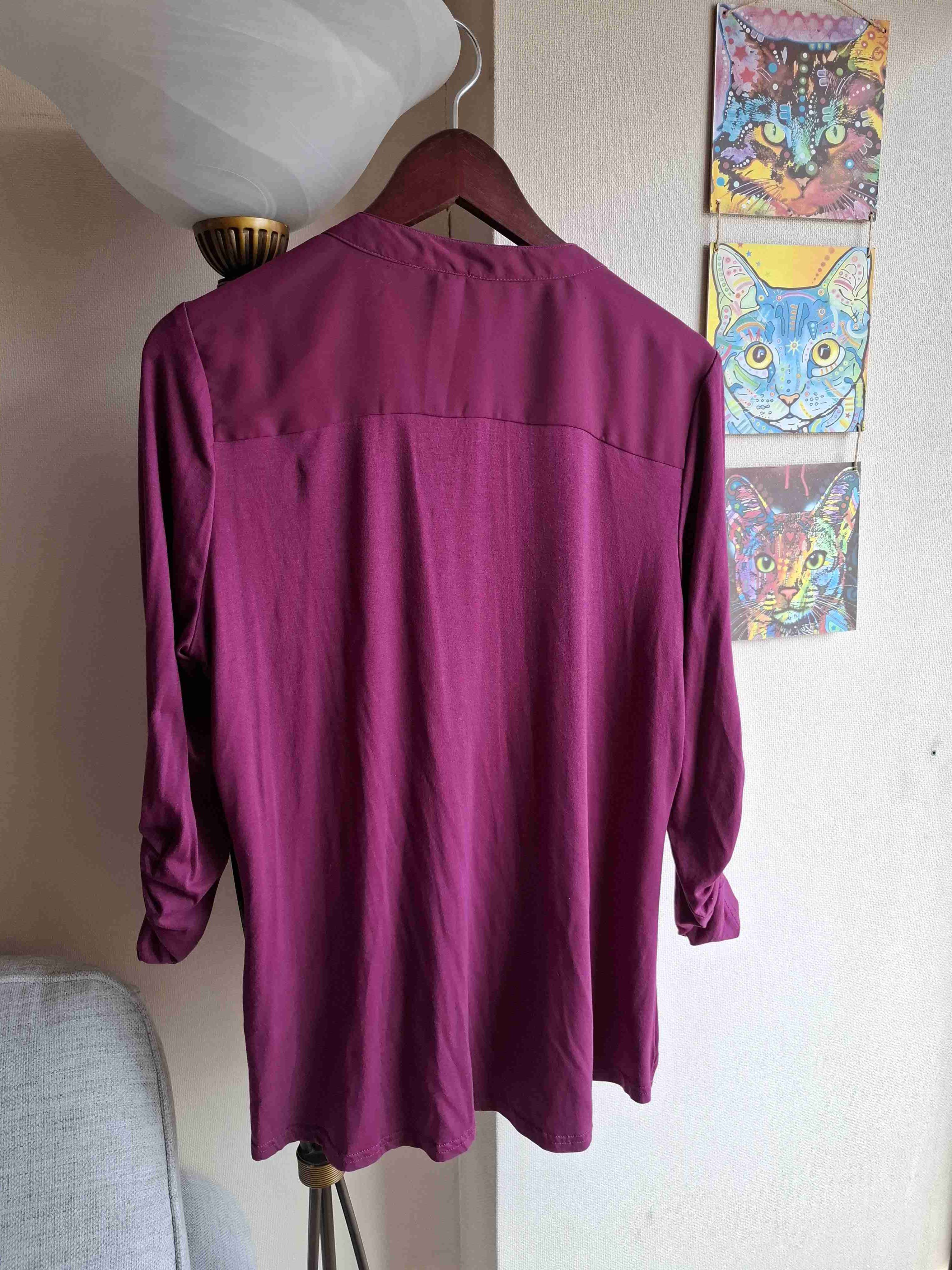 Blusa burdeo manga larga - miniatura 3