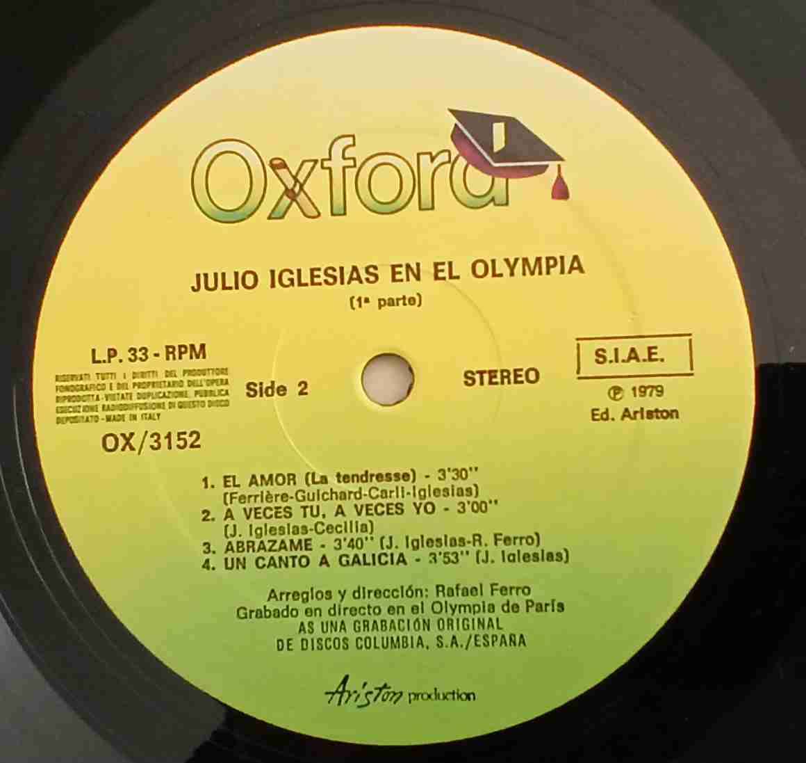 Vinilo Julio Iglesias Olympia 1° parte - miniatura 5