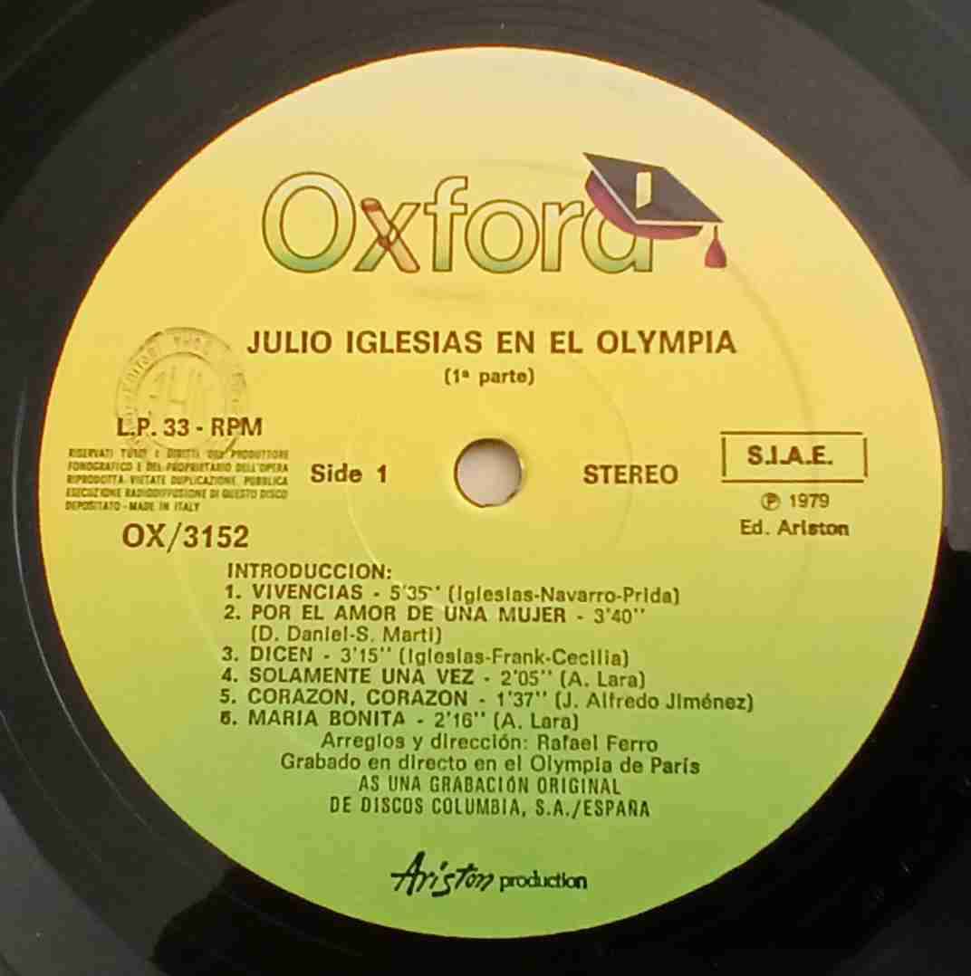 Vinilo Julio Iglesias Olympia 1° parte - miniatura 6