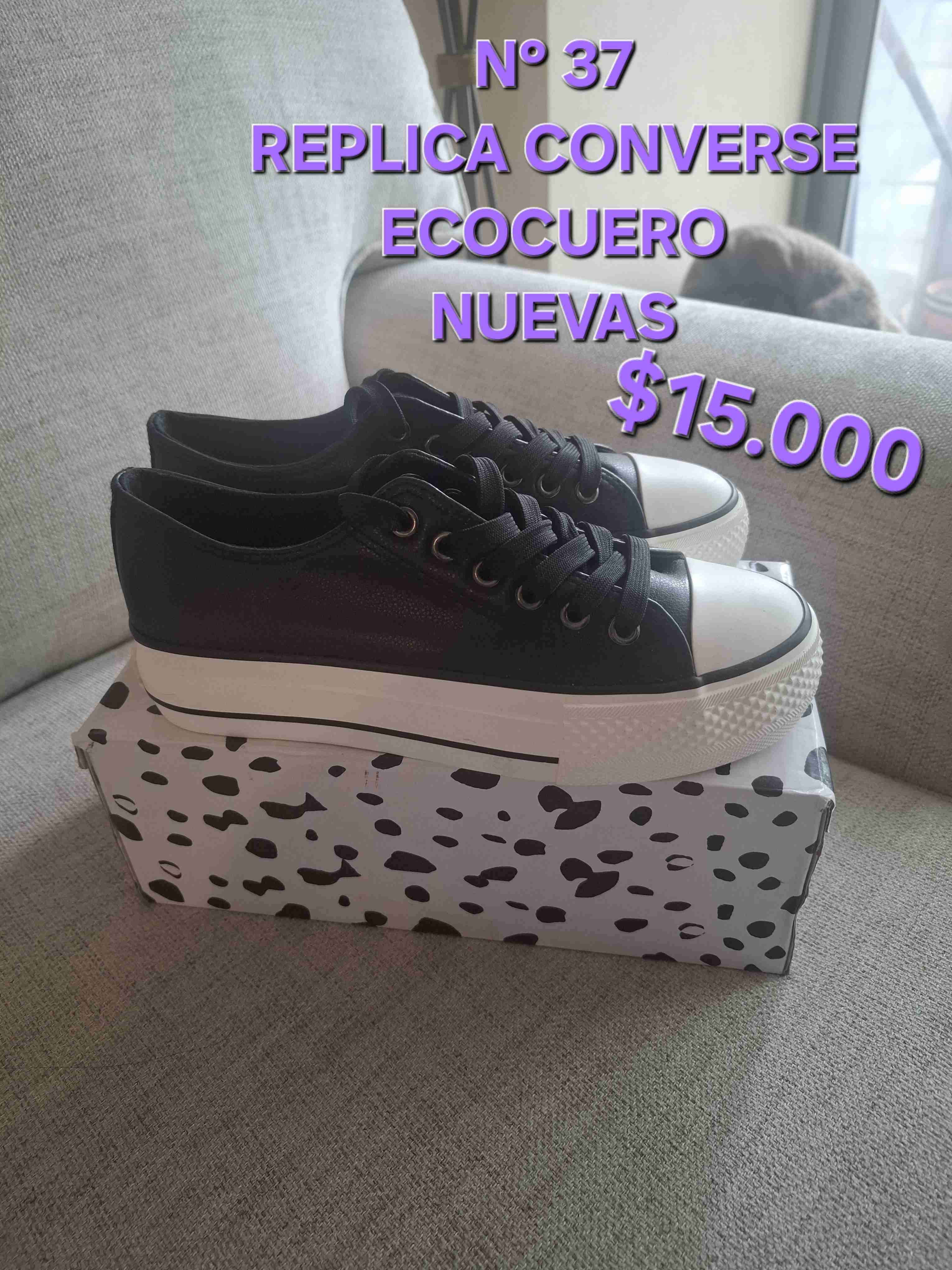 Zapatillas negras ecocuero nuevas - miniatura 1