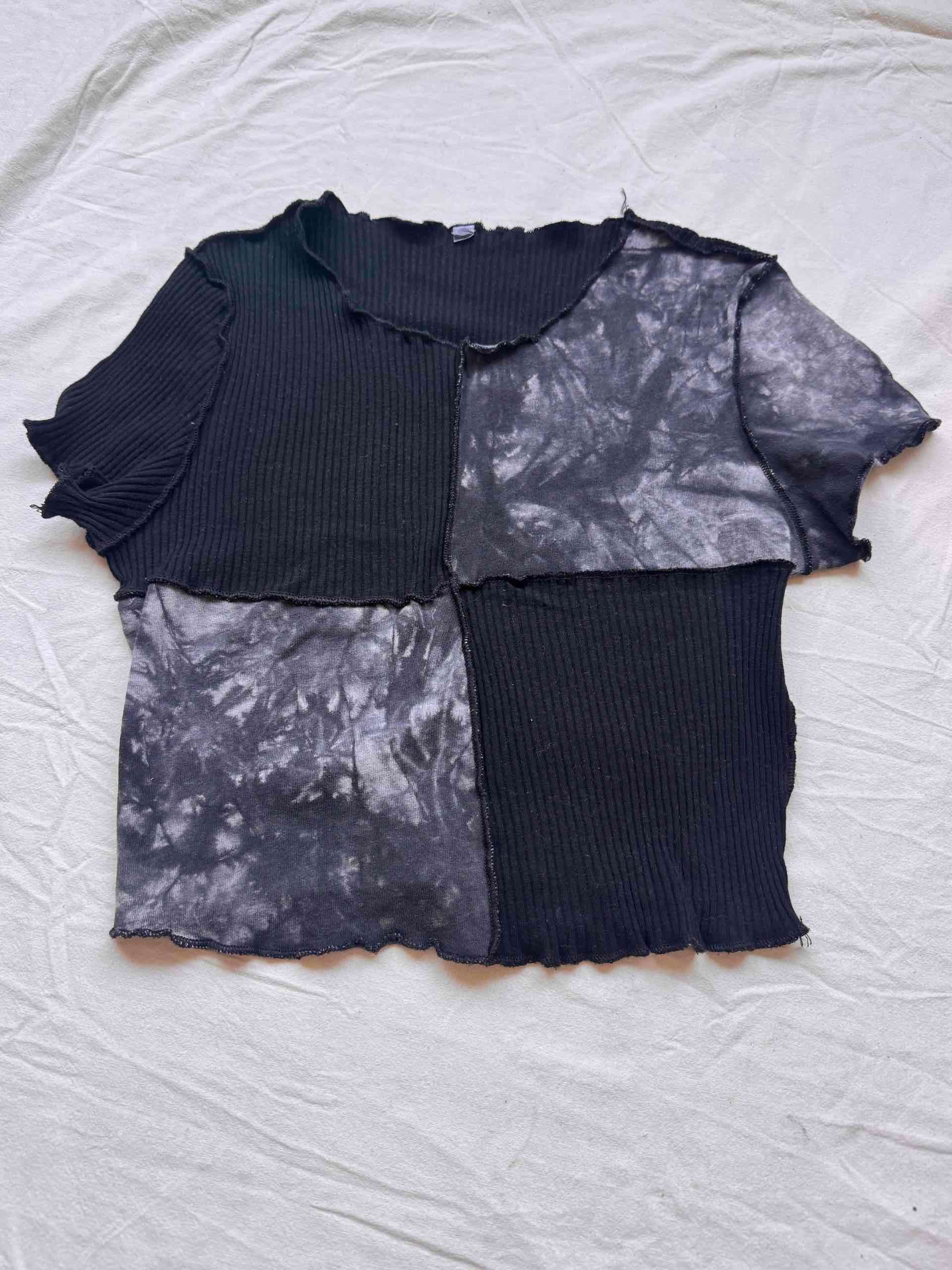 Polera negra tie-dye manga corta - miniatura 1