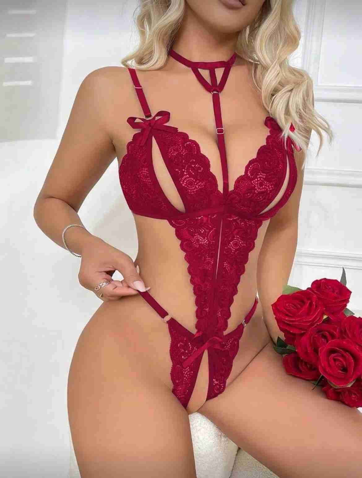 Bodysuit encaje burdeos sexy XL - miniatura 2