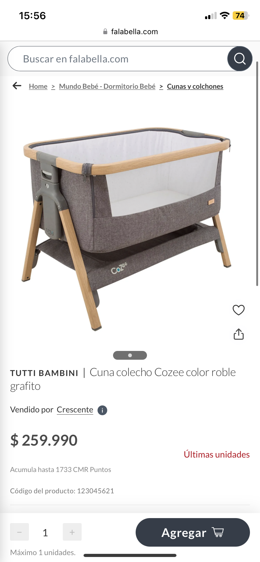 Cuna Colecho Cozee Grafito - miniatura 6