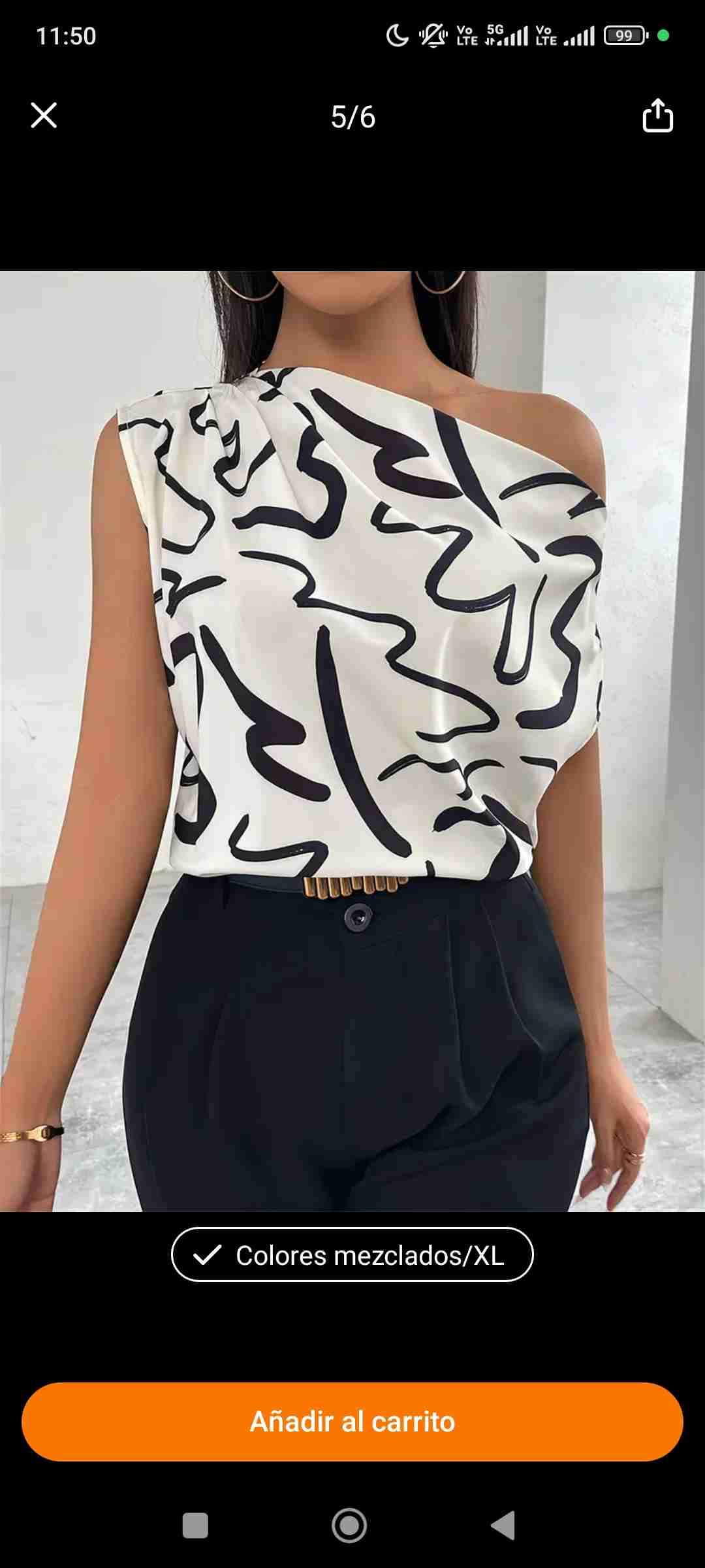 Blusa asimétrica blanco y negro XL - miniatura 3