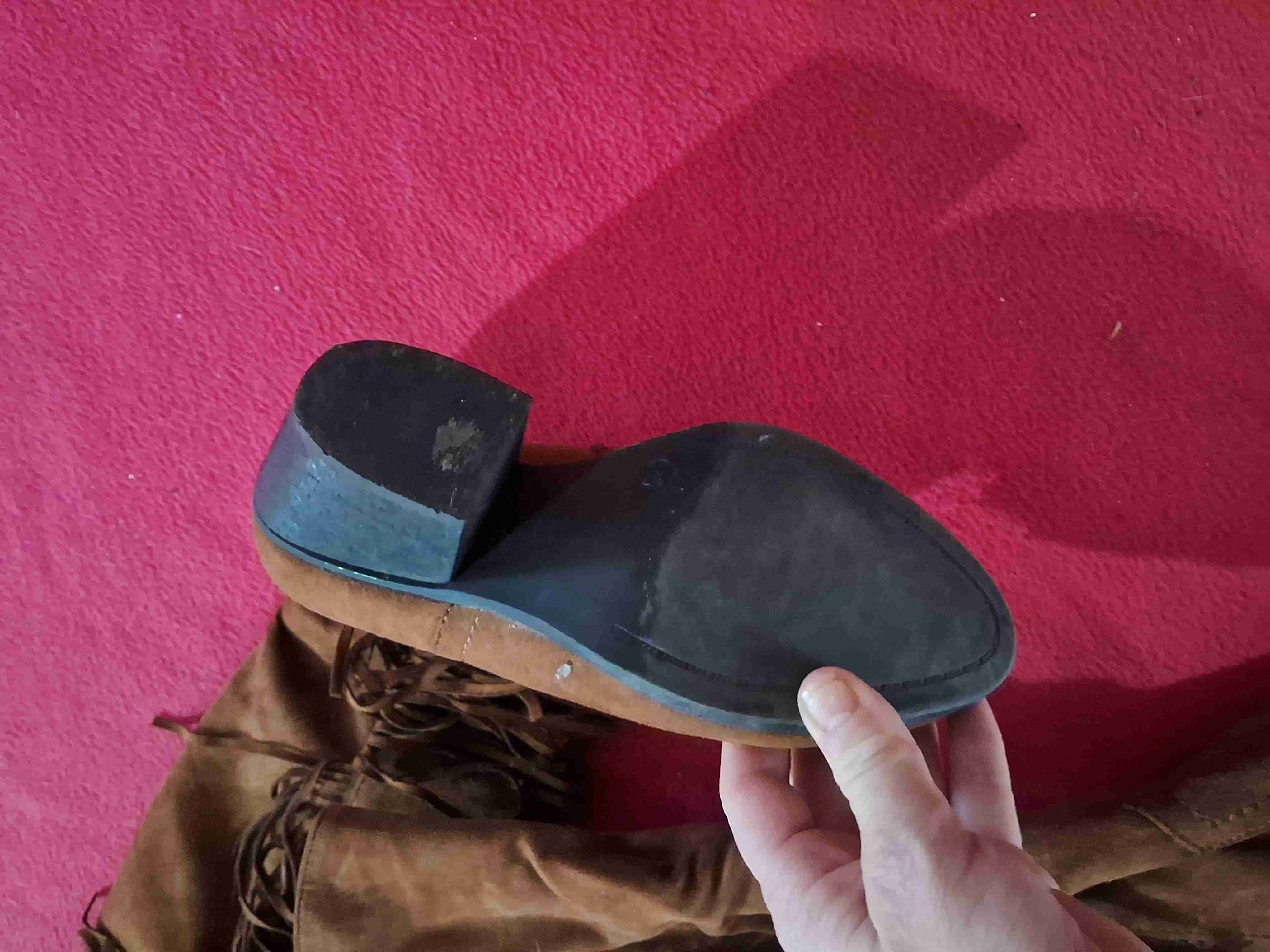 Botas de cuero marron y cafe, zapatos negros - miniatura 5