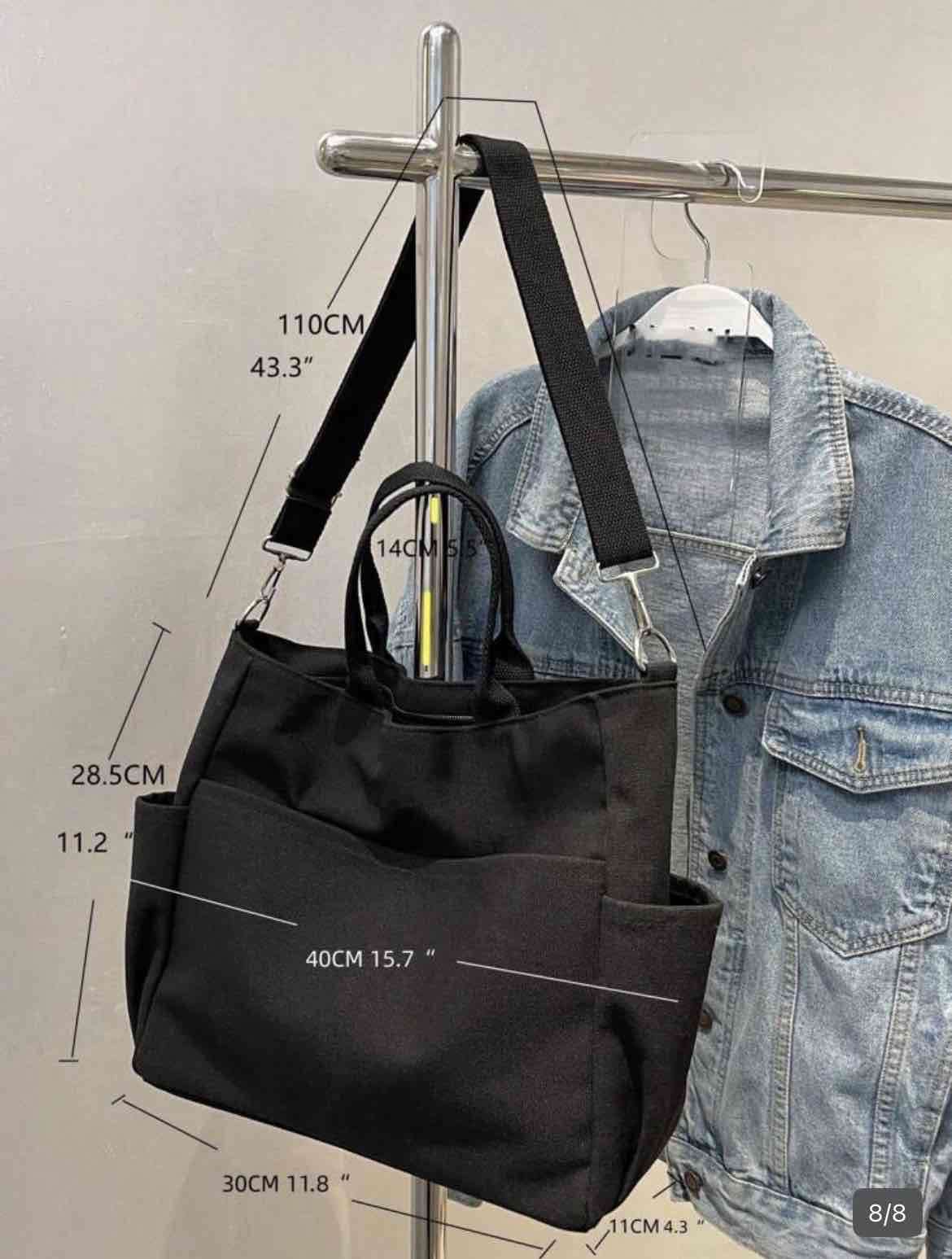 Bolso negro con correa ajustable - miniatura 6