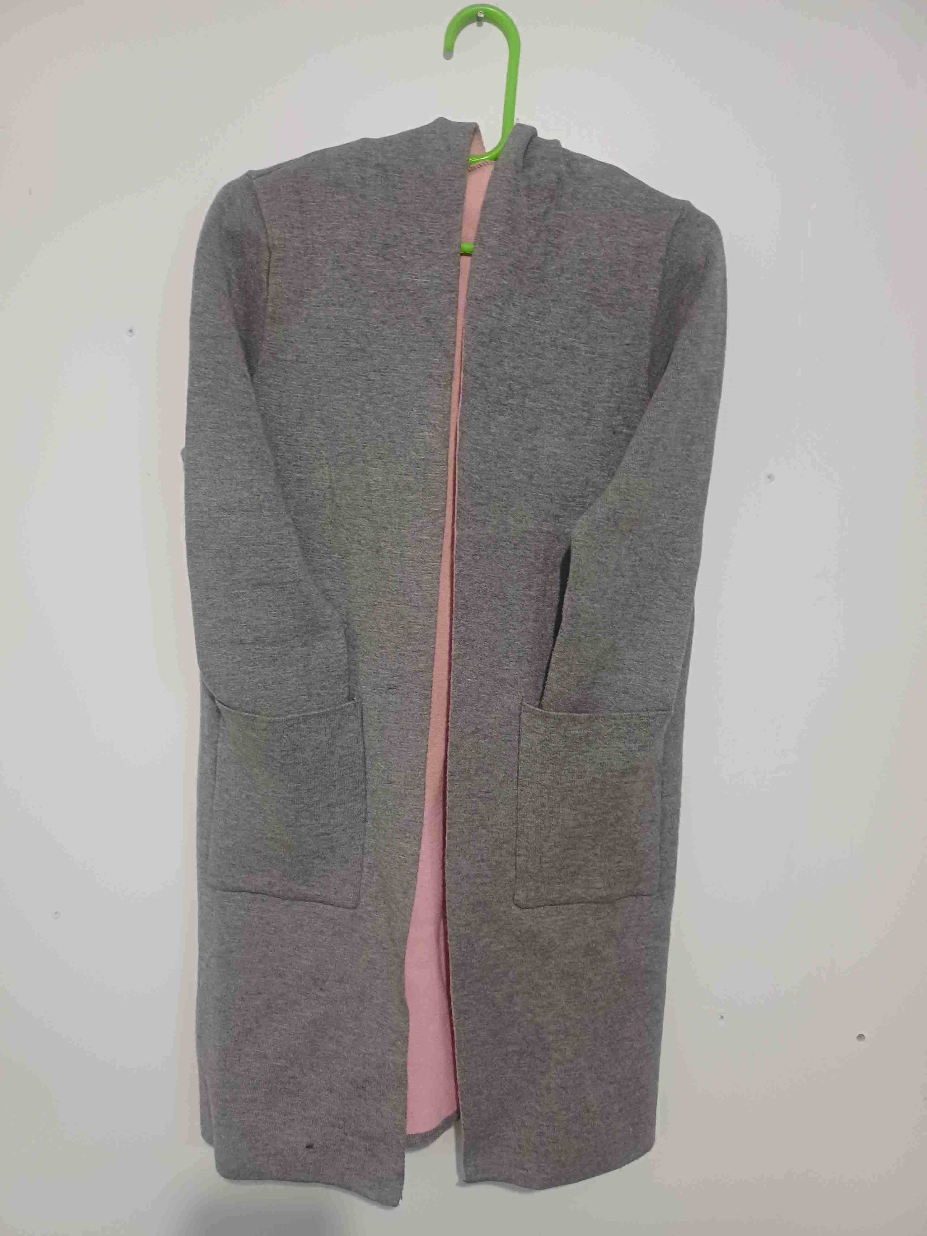 Abrigo largo gris con capucha - miniatura 2