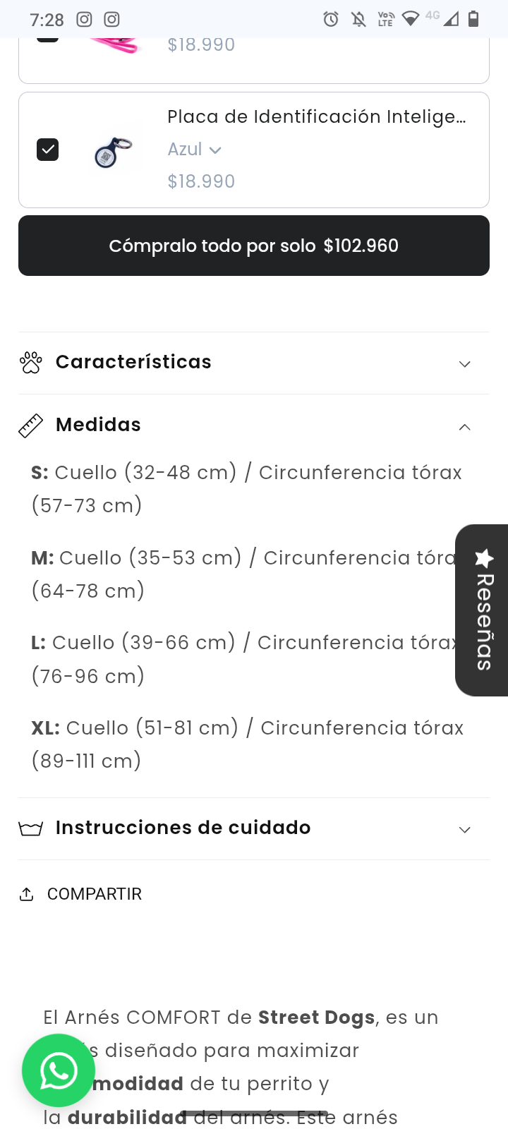 Arnés rosa para perro Streetdogs - miniatura 5