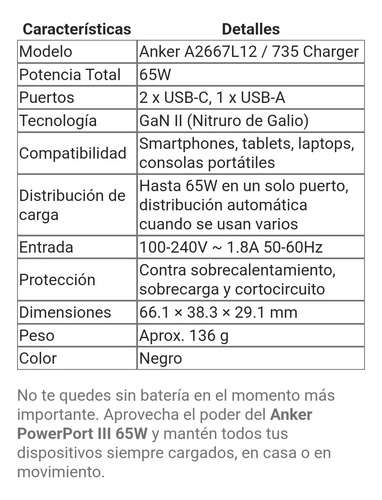 Cargador Anker Usb C Charger 65w 3-puertos Rápido - miniatura 2