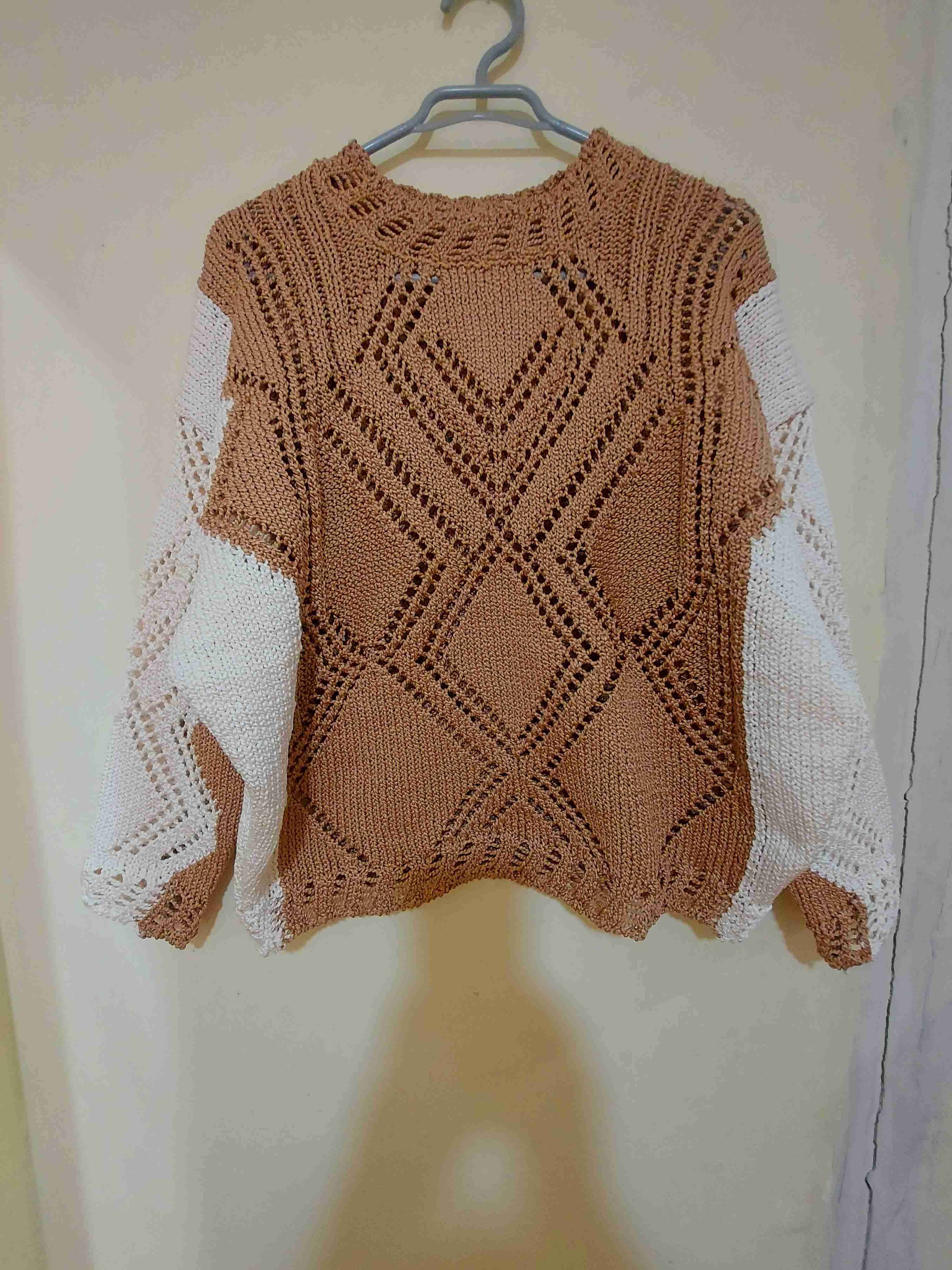 Suéter tejido marrón y blanco.  Nuevo!!!, talla M - miniatura 2