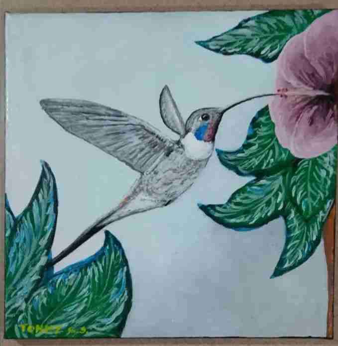 Cuadro "Colibrí Alegre en el Desierto Florido III" - miniatura 1