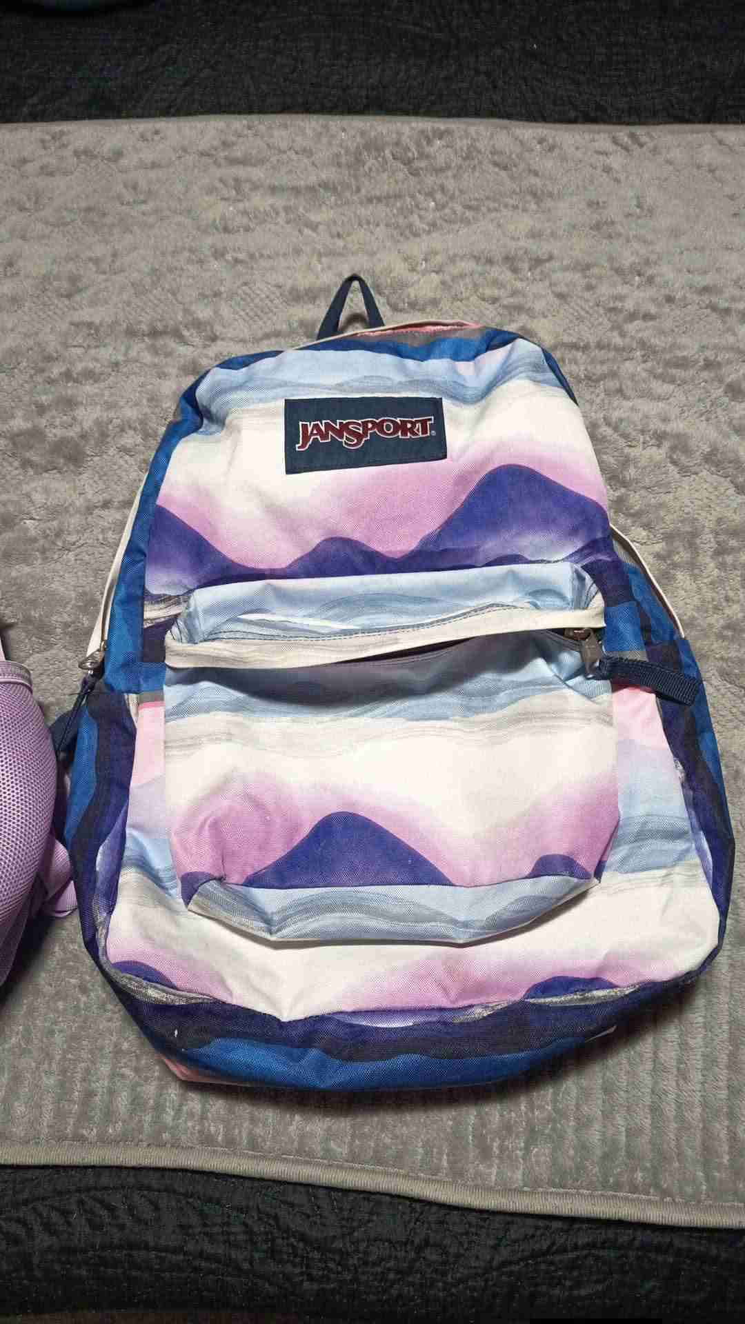 Mochila lila con diseño de gato - miniatura 2