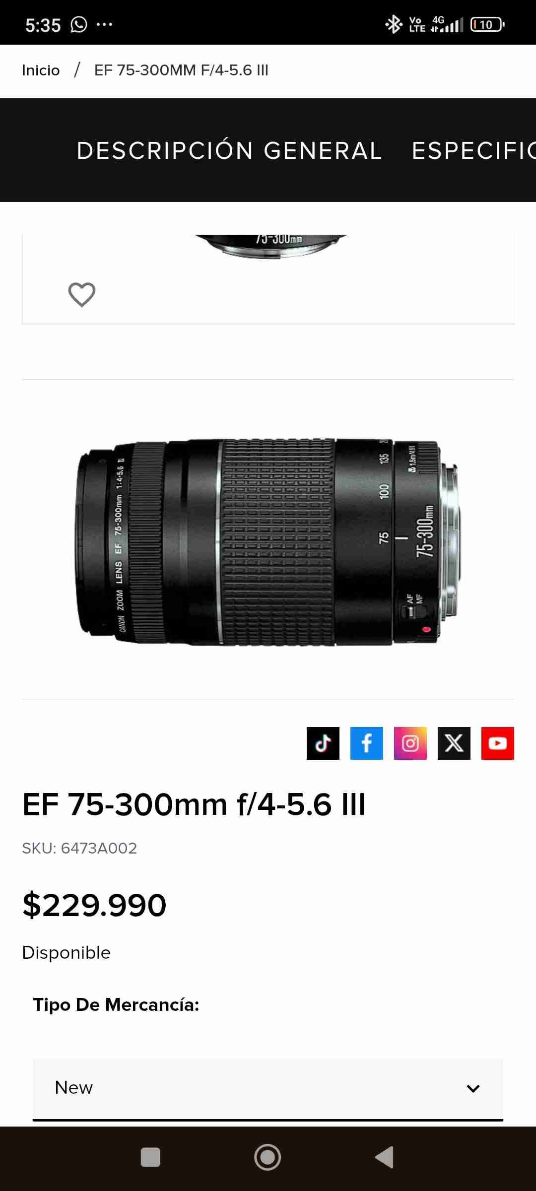 Lente EF 75-300mm f/4-5.6 - miniatura 1