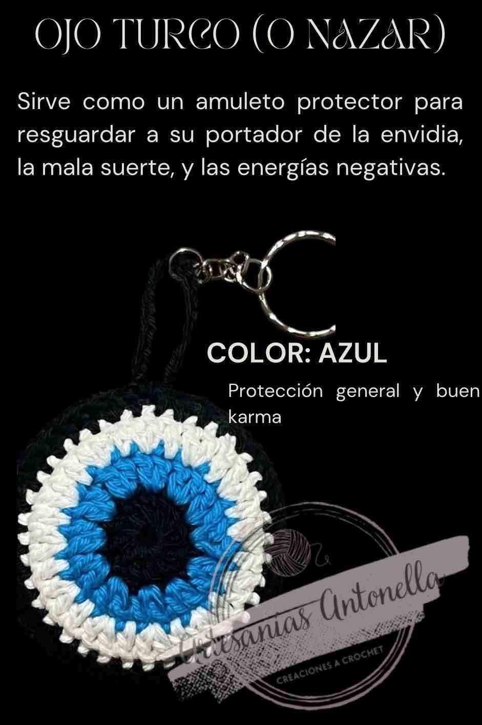 Llavero Ojo Turco tejido a crochet - miniatura 1
