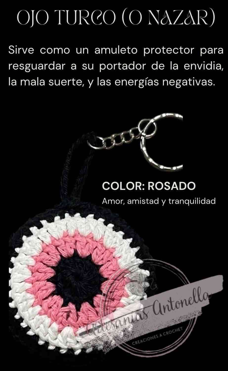 Llavero Ojo Turco tejido a crochet - miniatura 6