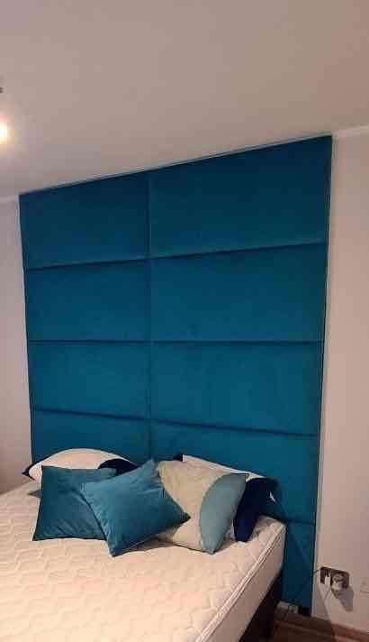 Cabecero de cama acolchador azul