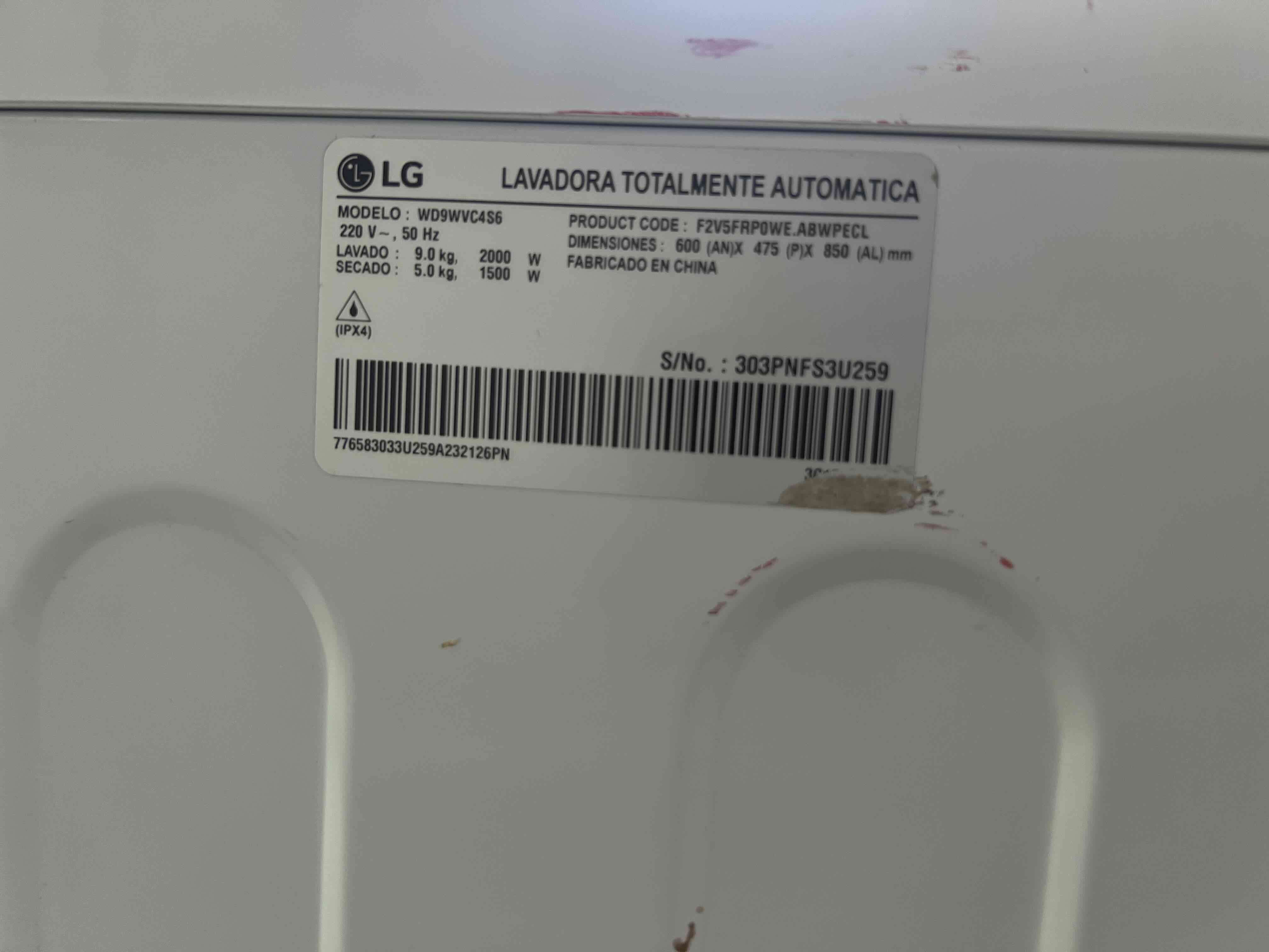 Lavadora LG ThinQ 9/5kg blanca - miniatura 5