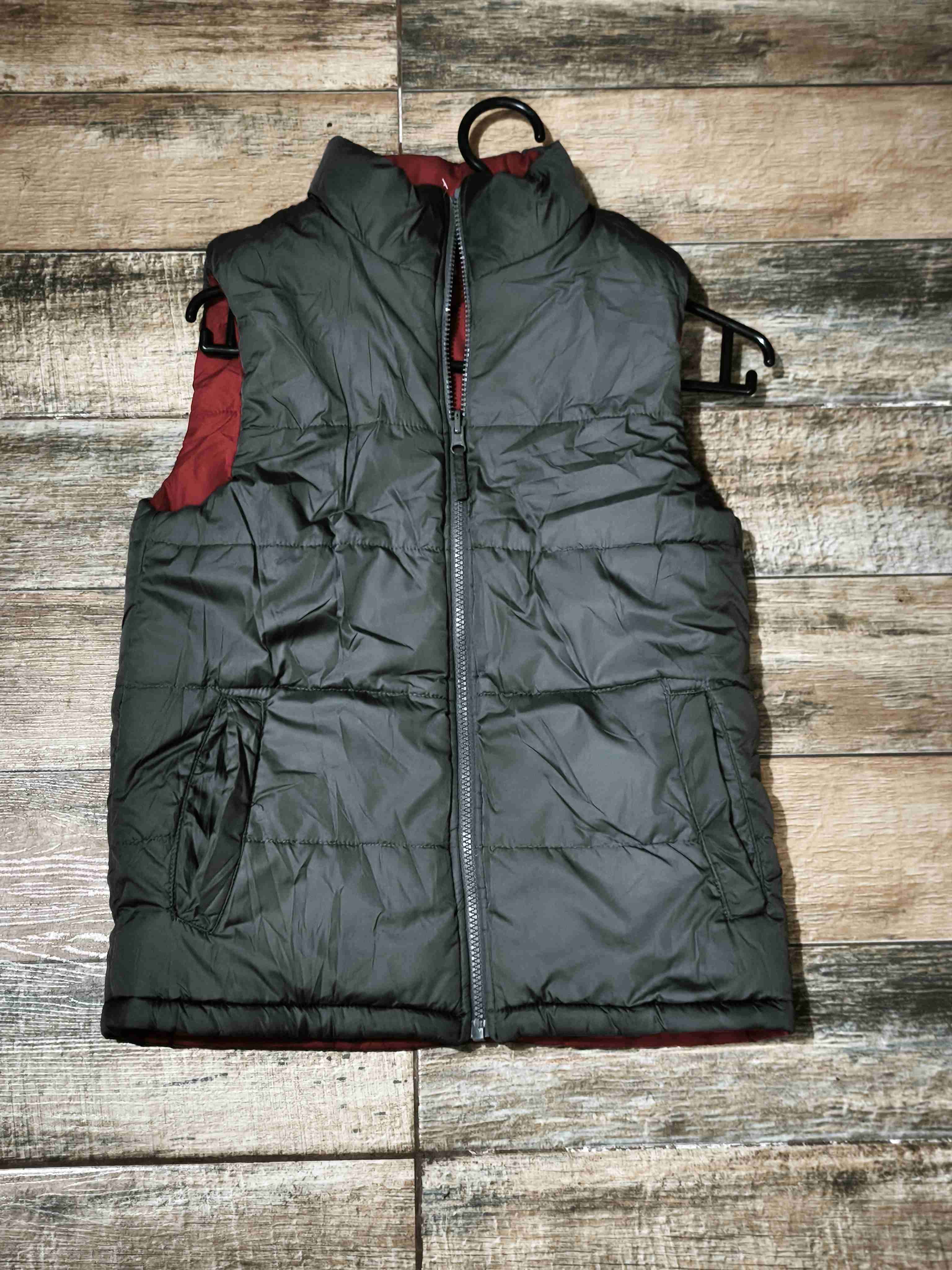 Parka bicolor roja y gris reversible - miniatura 2